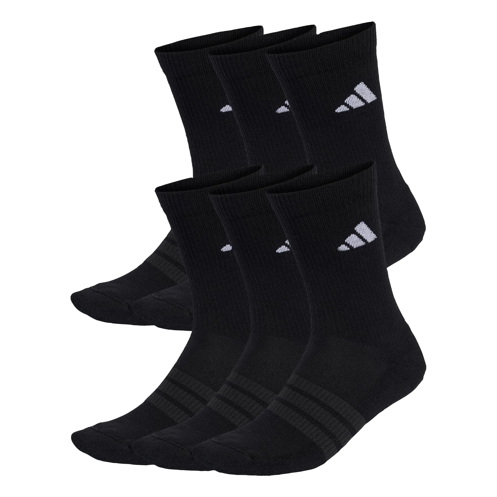 adidas Cushioned Crew Socks, 6 Pair Pack, Black/Black/White, 45-48 - immagine 1
