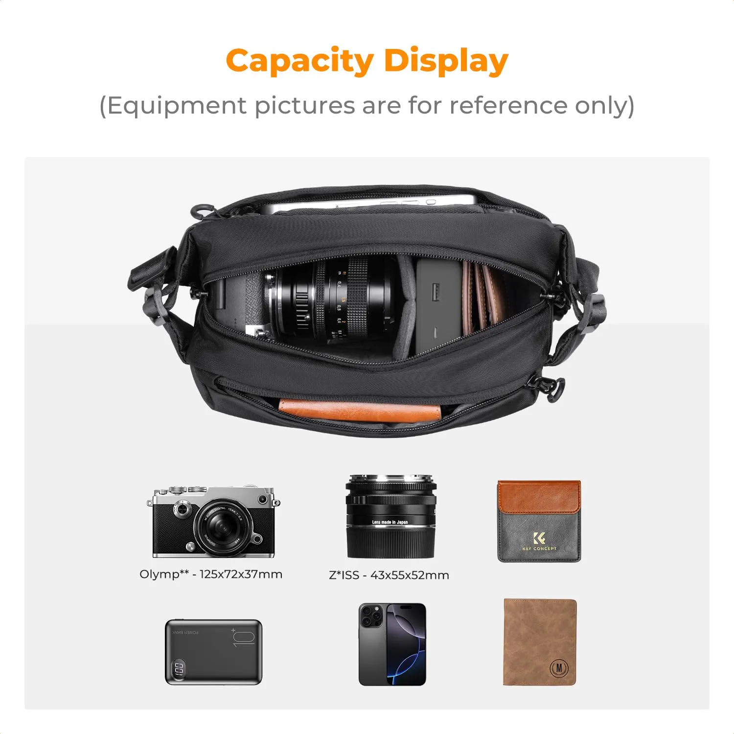 K&F CONCEPT Borsa a Tracolla Impermeabile per Fotocamera SLR DSLR, Nero - immagine 2
