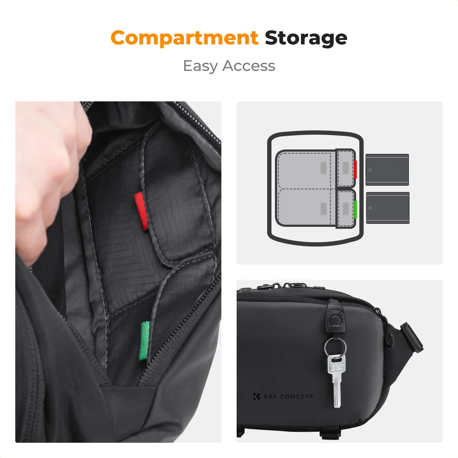 K&F CONCEPT Borsa a Tracolla Impermeabile per Fotocamera SLR DSLR, Nero - immagine 4