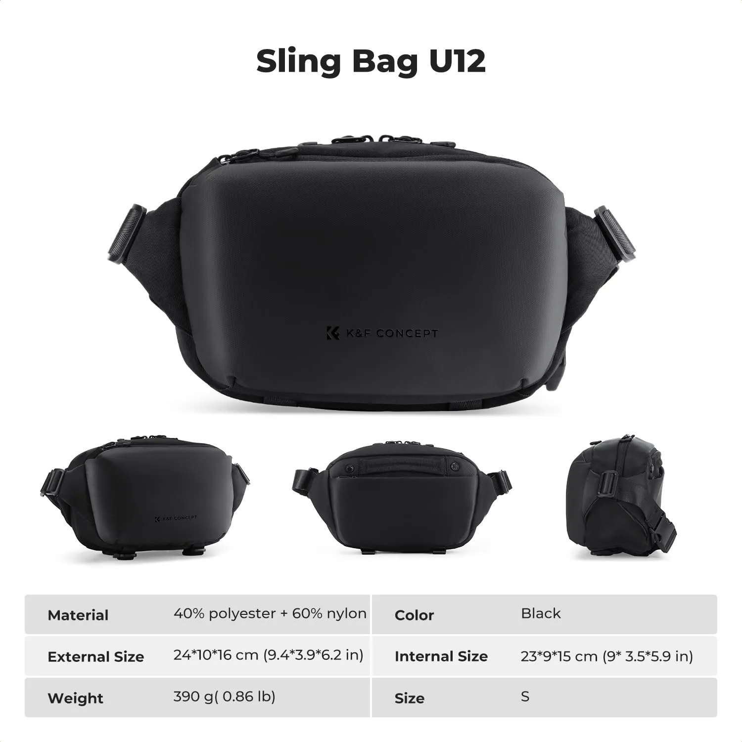 K&F CONCEPT Borsa a Tracolla Impermeabile per Fotocamera SLR DSLR, Nero - immagine 8