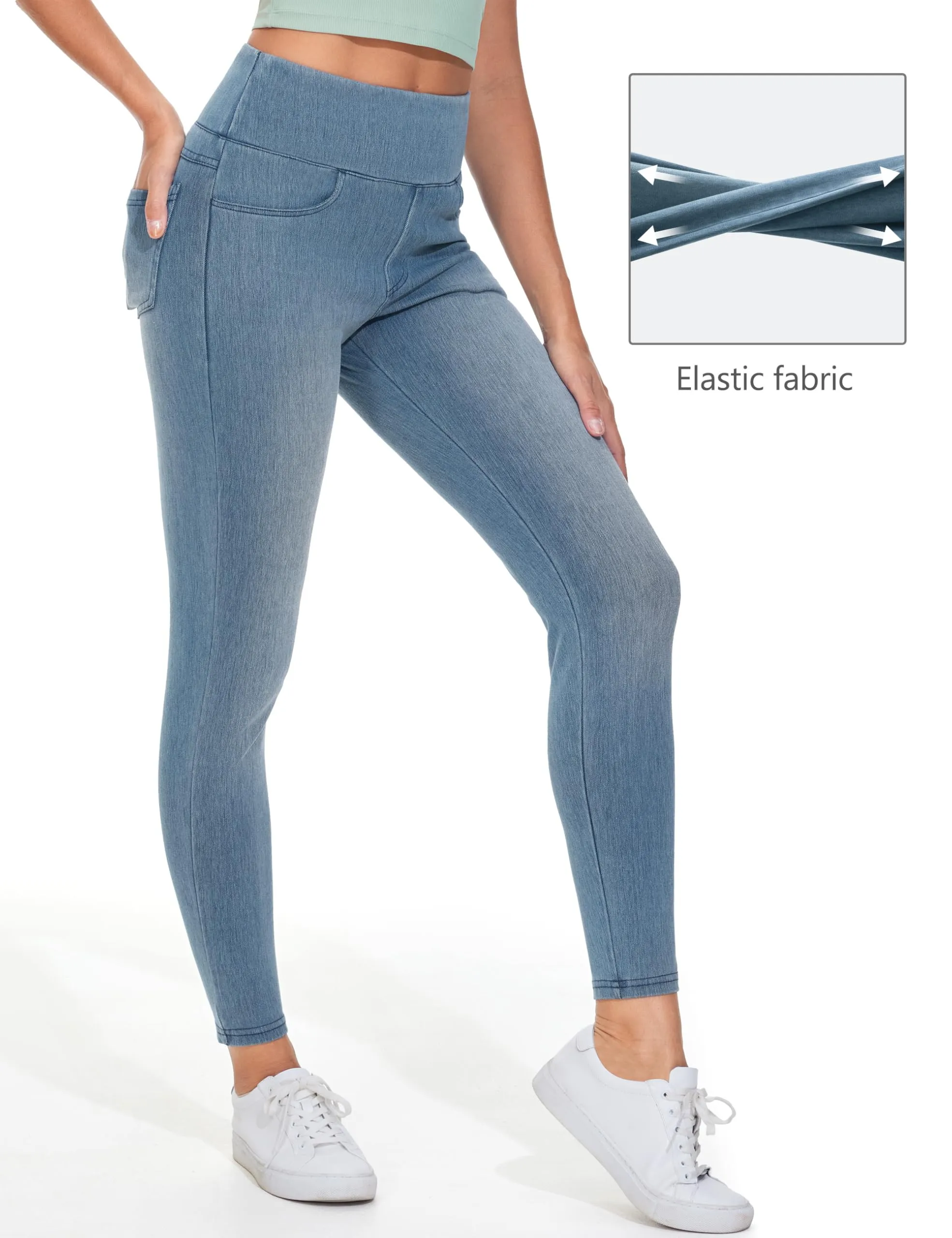 The Gym People Jeggings Donna Vita Alta Skinny Stretch con Tasche - immagine 4