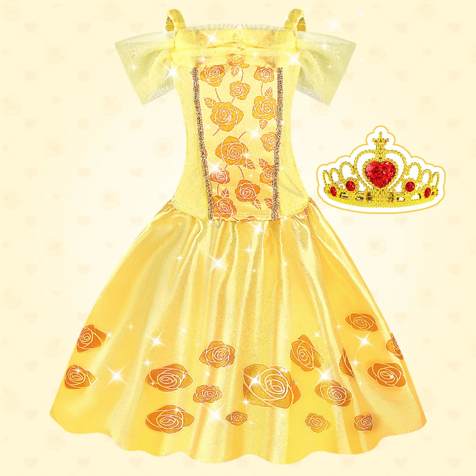 Dreamon Vestito Principessa Bambina con 5 Accessori per Bambine 3-5 Anni - immagine 2