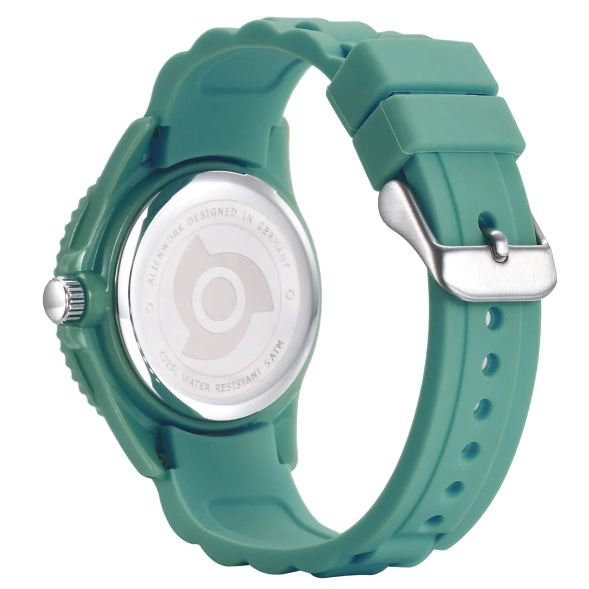 Alienwork Orologio di Apprendimento per Bambini, Verde Esercito, Bracciale in Silicone, Impermeabile 5 ATM - immagine 4