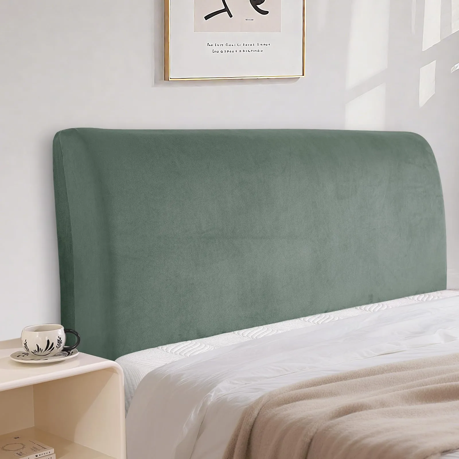 CYCMACO Copri Testata Letto in Velluto Universale 180cm, Verde Chiaro - immagine 1