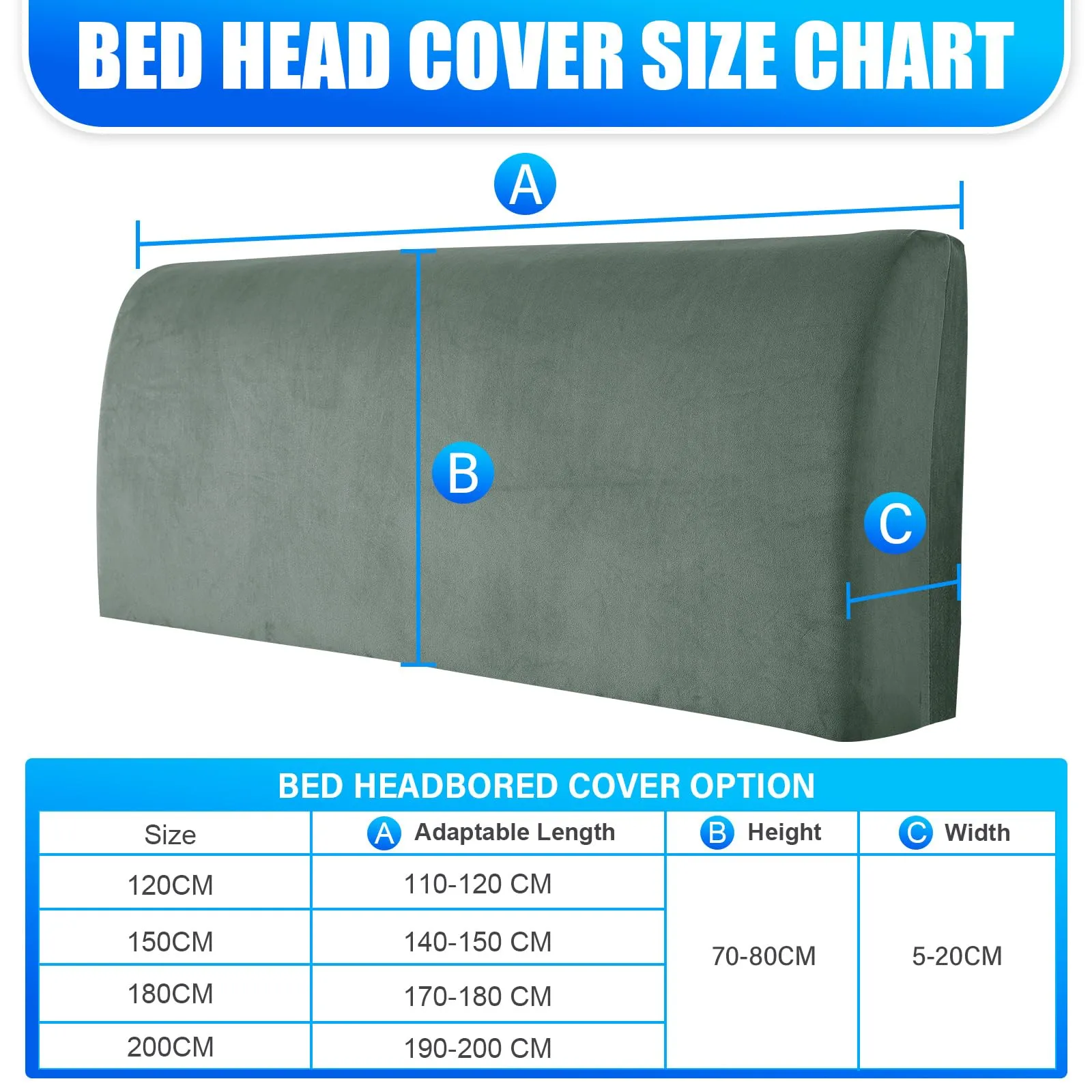 CYCMACO Copri Testata Letto in Velluto Universale 180cm, Verde Chiaro - immagine 3