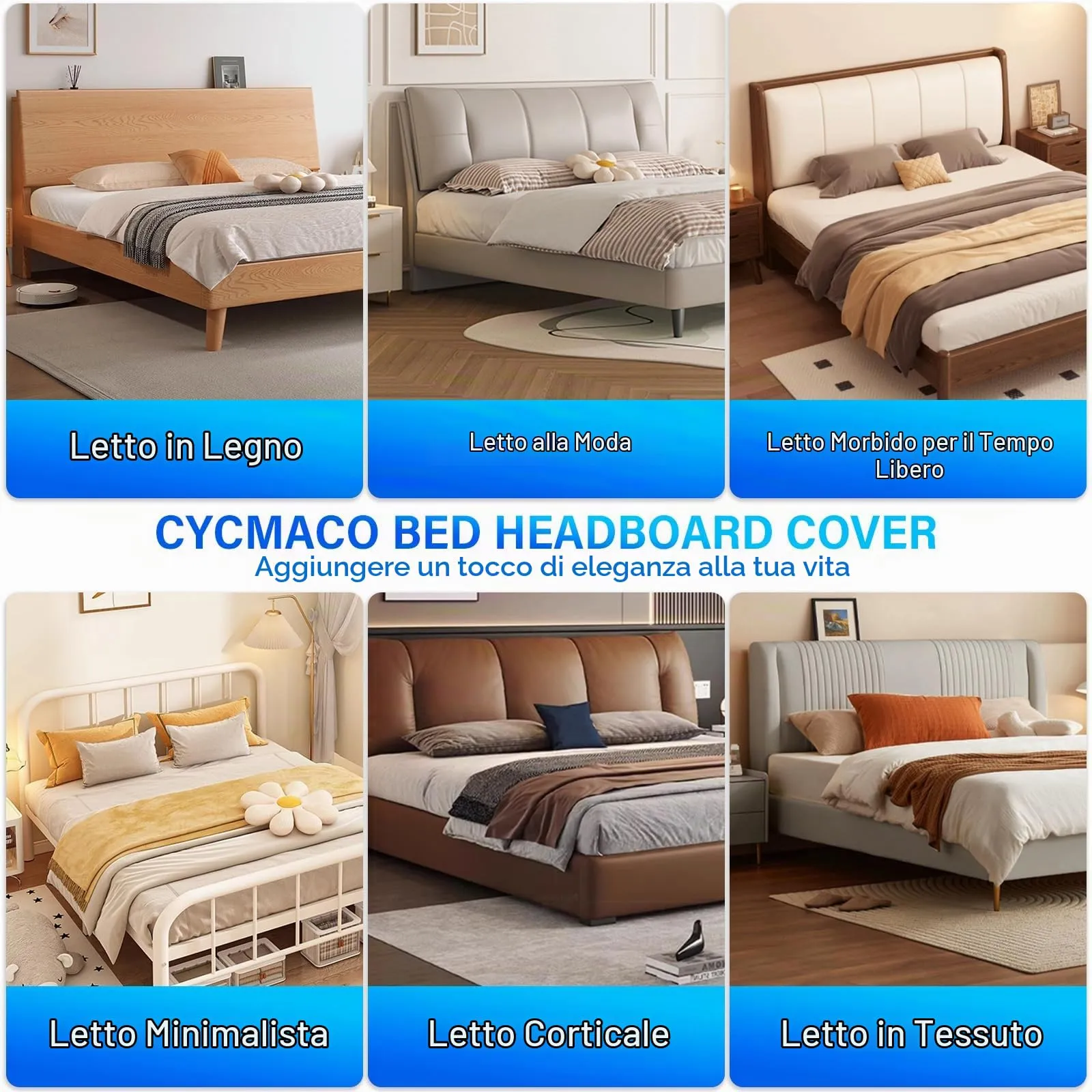 CYCMACO Copri Testata Letto Universale in Velluto, 180cm, Caffè - immagine 7