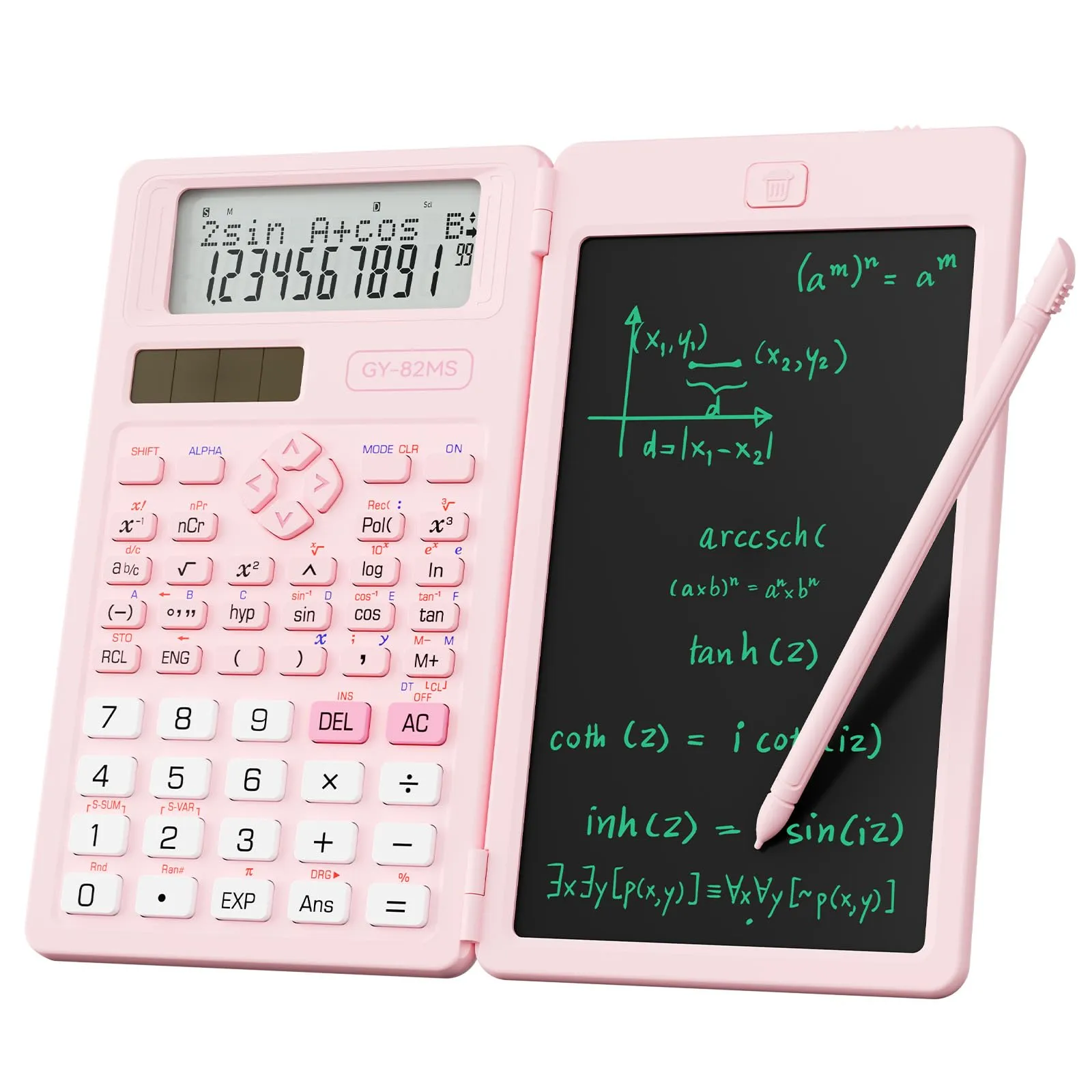 NEWYES Calcolatrice Scientifica 82 MS con Blocco Note, Rosa - immagine 1