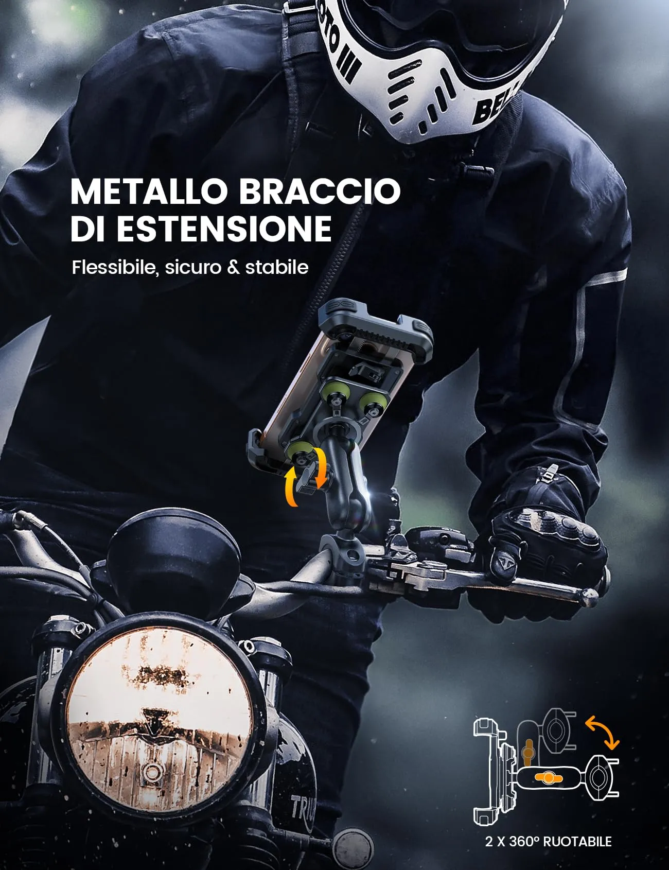 Lamicall Supporto Telefono Moto Antifurto e Doppio Antivibrazione - immagine 2