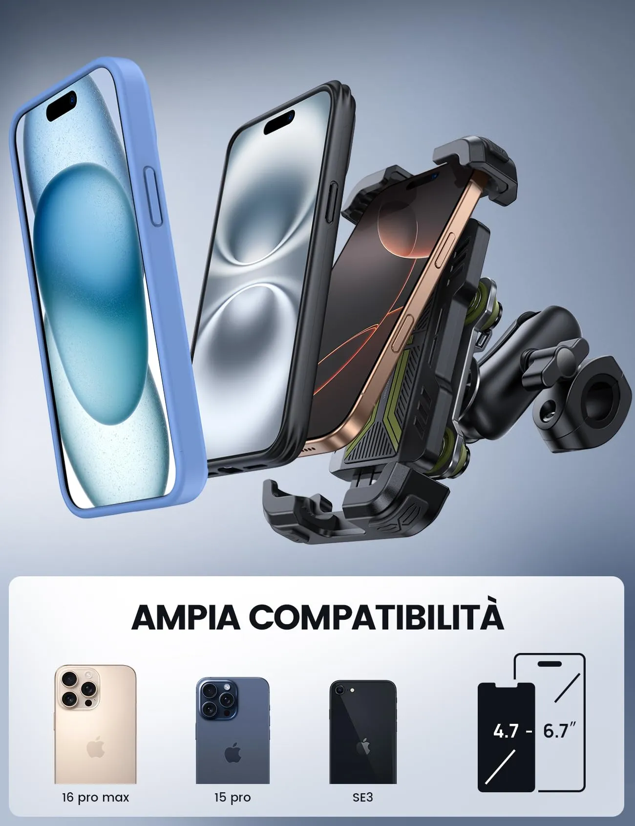 Lamicall Supporto Telefono Moto Antifurto e Doppio Antivibrazione - immagine 5