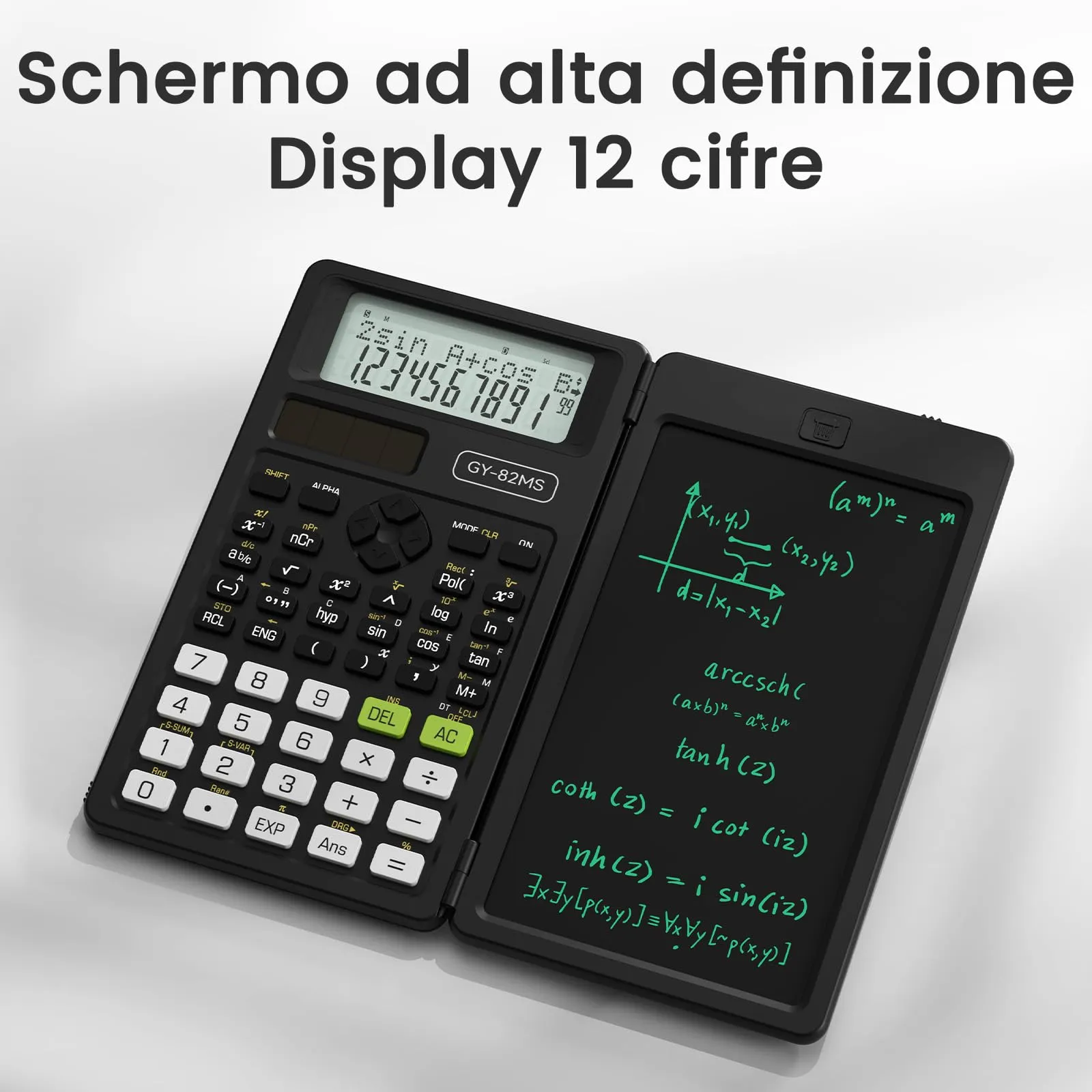 NEWYES Calcolatrice Scientifica 82MS con Tavoletta da Scrittura e Penna, 240 Funzioni, Display a 2 Righe, Nero - immagine 4
