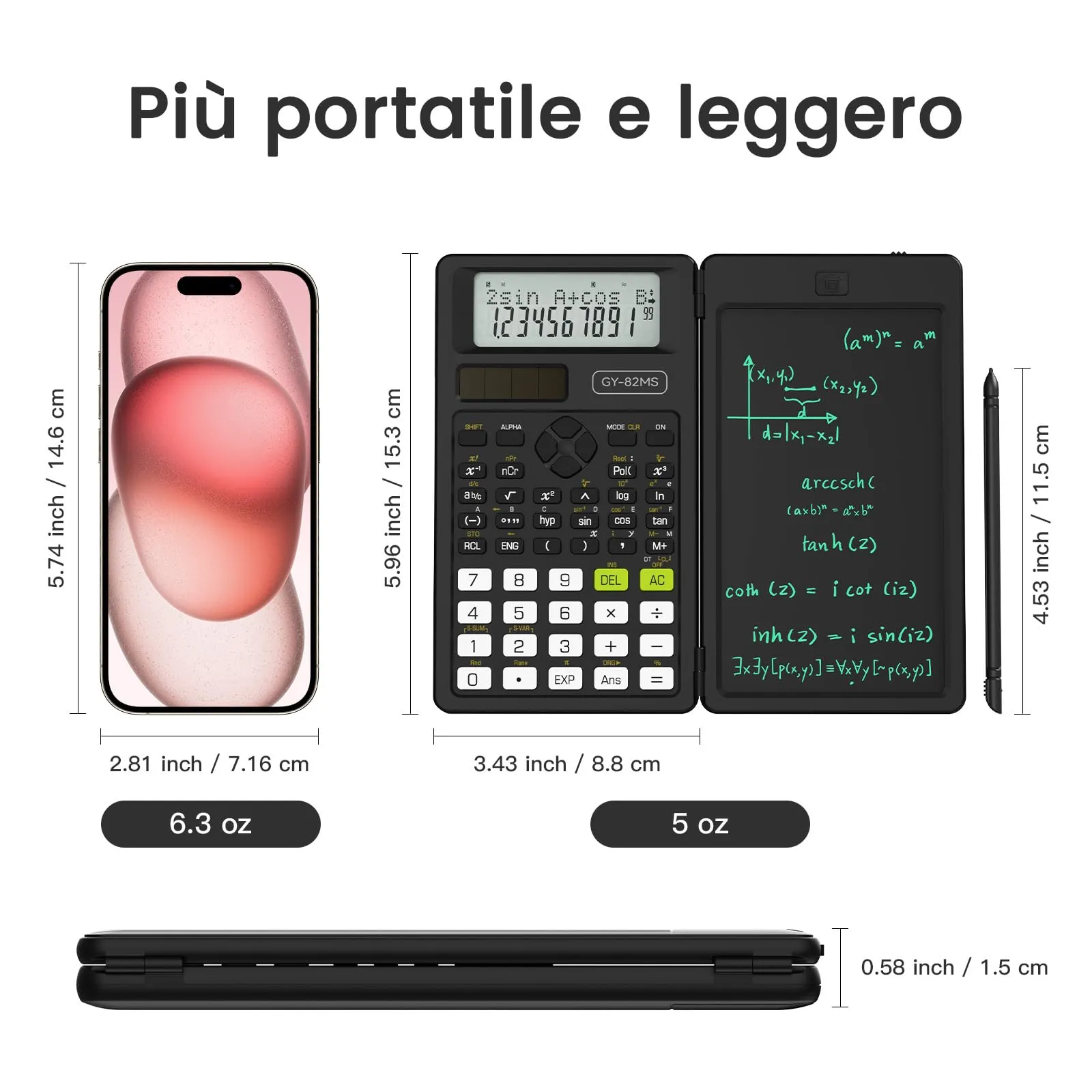 NEWYES Calcolatrice Scientifica 82MS con Tavoletta da Scrittura e Penna, 240 Funzioni, Display a 2 Righe, Nero - immagine 6