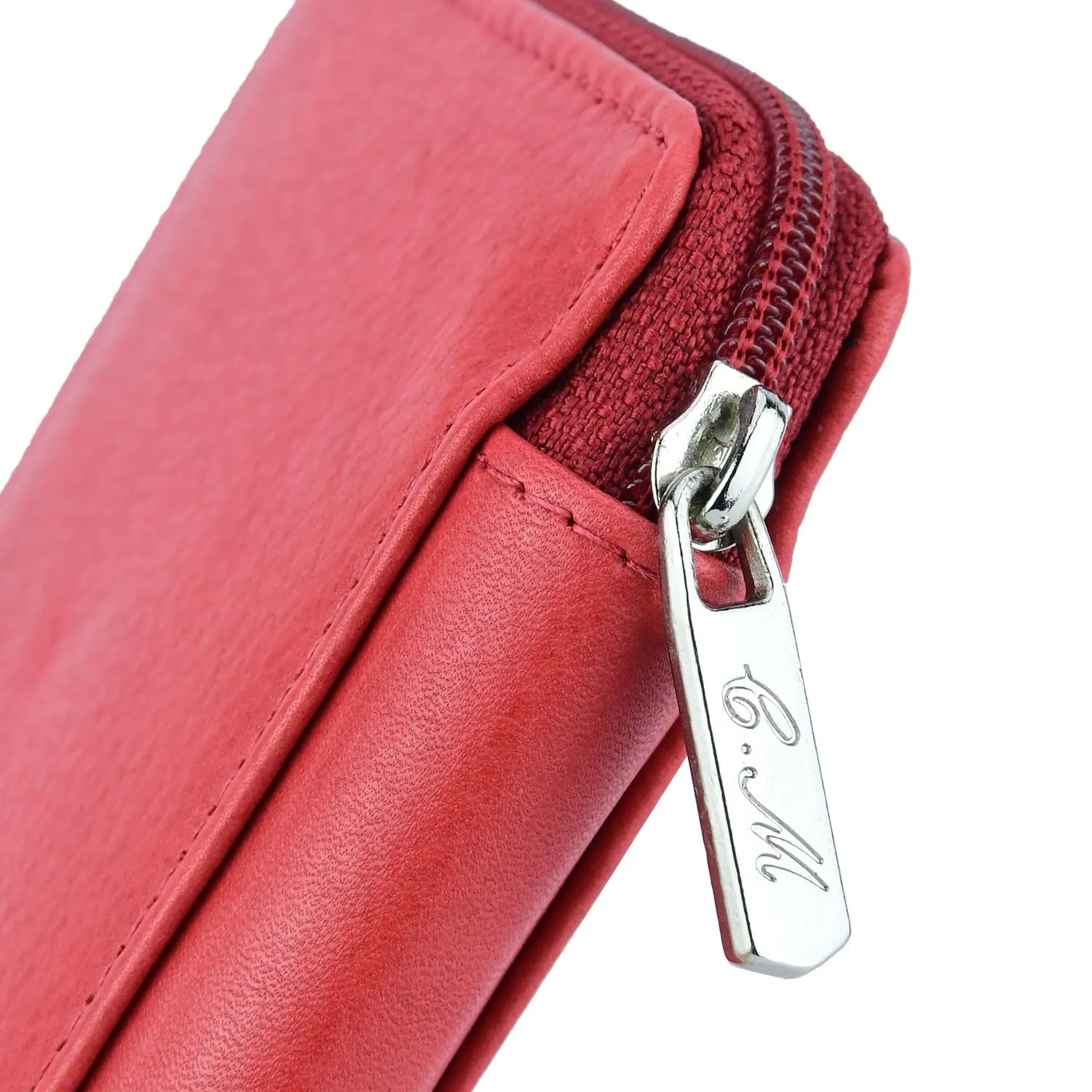 CM Conte Massimo Portachiavi in Vera Pelle con Cerniera, Ganci e Tasche, Rosso Grande - immagine 7