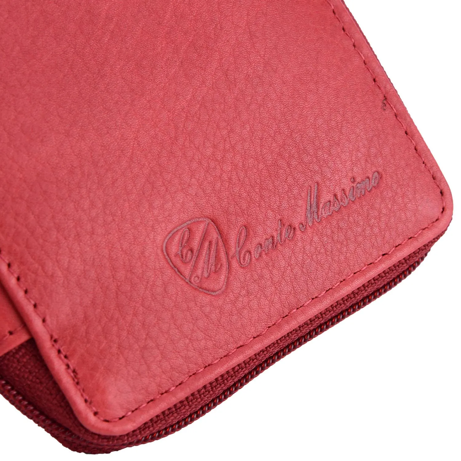 CM Conte Massimo Portachiavi in Vera Pelle con Cerniera, Ganci e Tasche, Rosso Grande - immagine 8