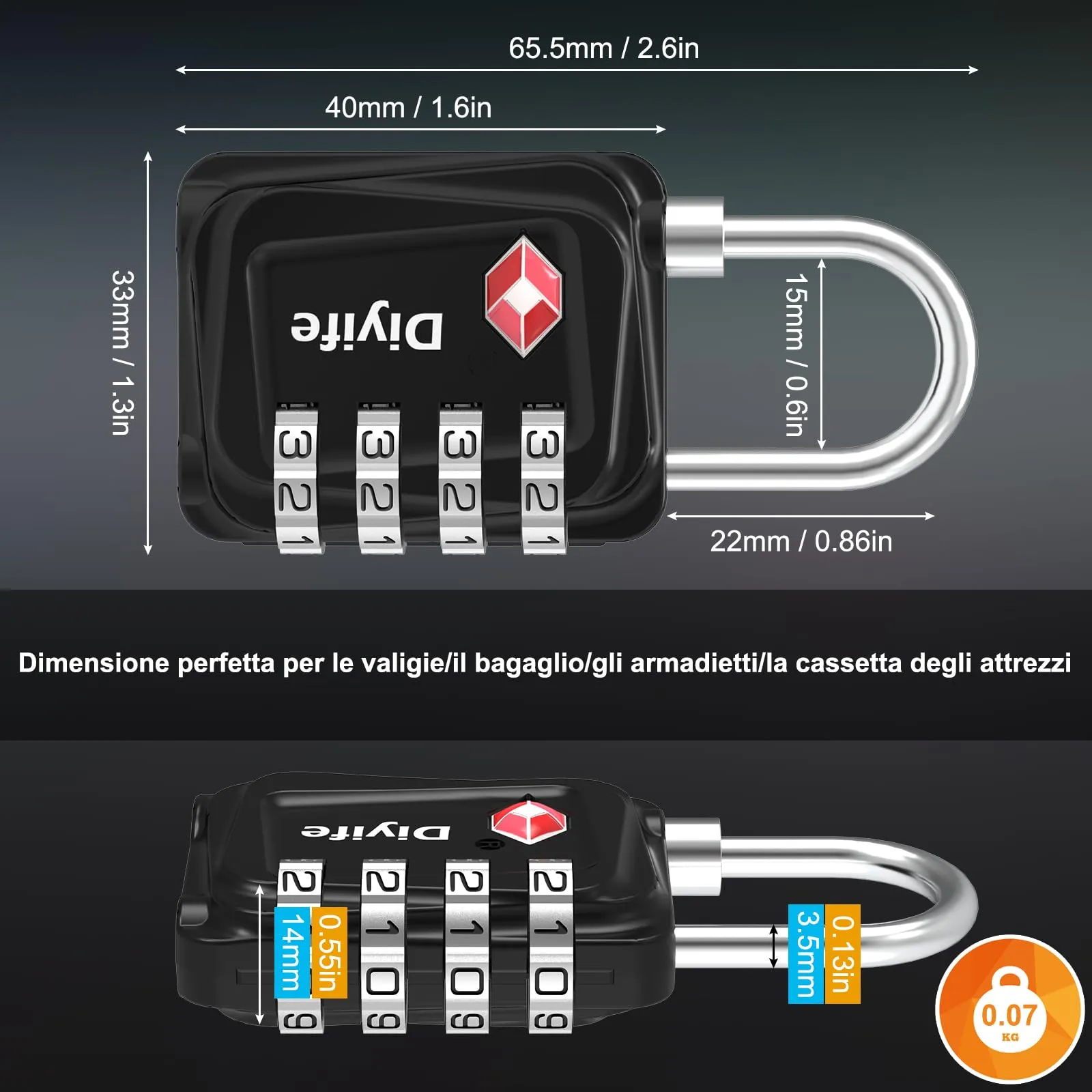 Diyife Lucchetto TSA per Valigia, 2 Pezzi - immagine 5