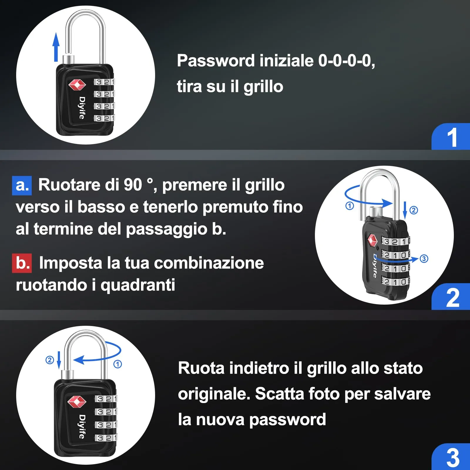 Diyife Lucchetto TSA per Valigia, 2 Pezzi - immagine 6