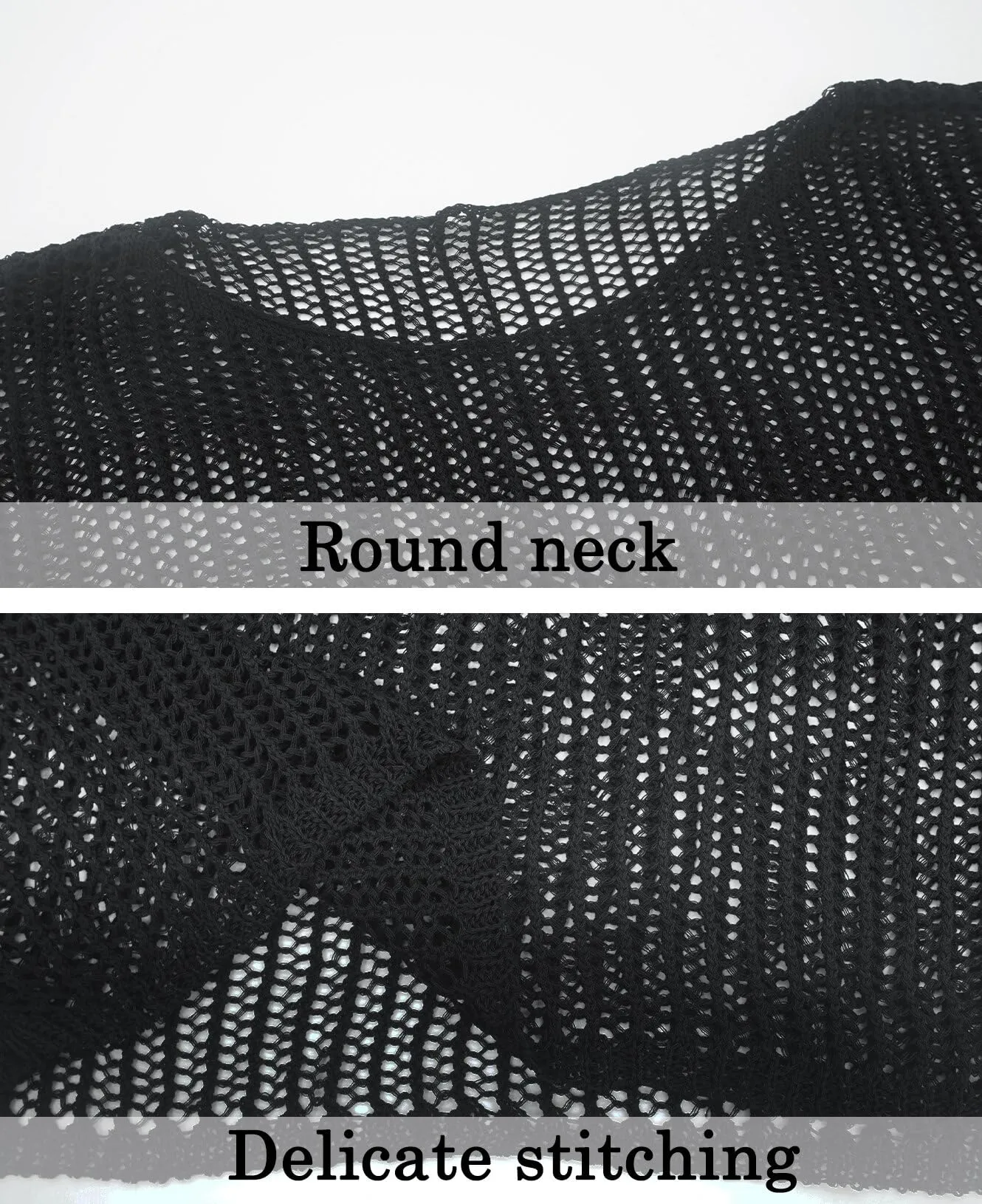 AIEOE Maglia da uomo trasparente in pizzo a manica lunga, Nero 04, XL - immagine 3