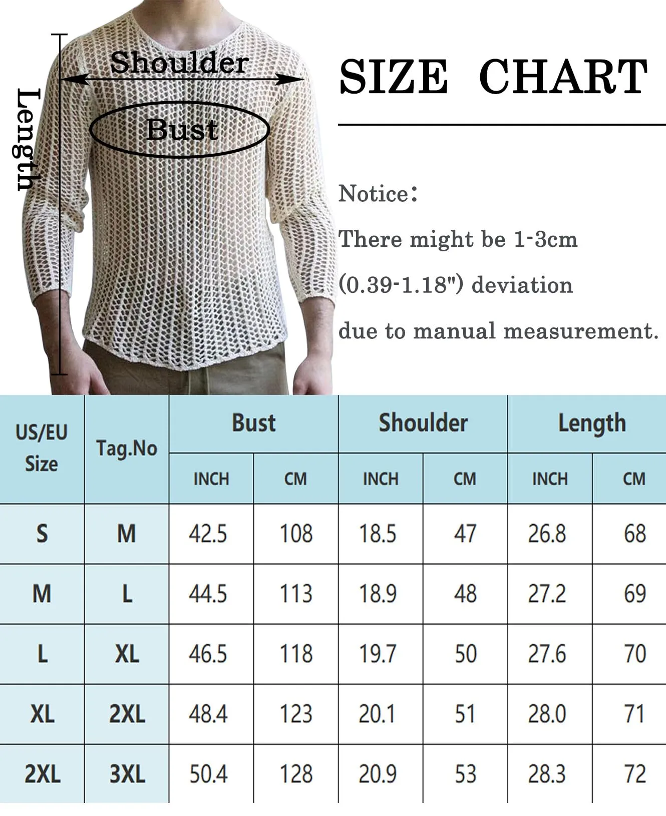 AIEOE Camicia da Uomo Trasparente in Rete e Pizzo a Maniche Lunghe, Bianco 04, L - immagine 5