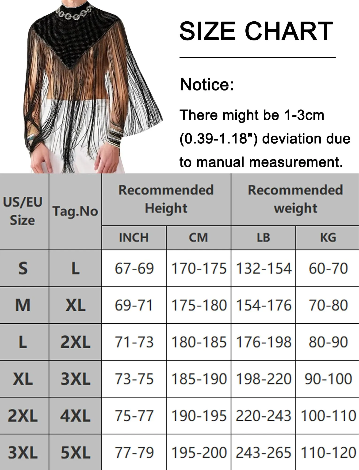 AIEOE Camicia da Uomo Trasparente in Rete con Pizzo, Maniche Lunghe, L - immagine 5