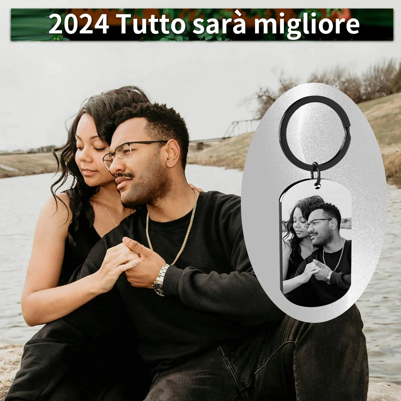 Customaster Portachiavi Personalizzato con Foto, Double Face - immagine 2
