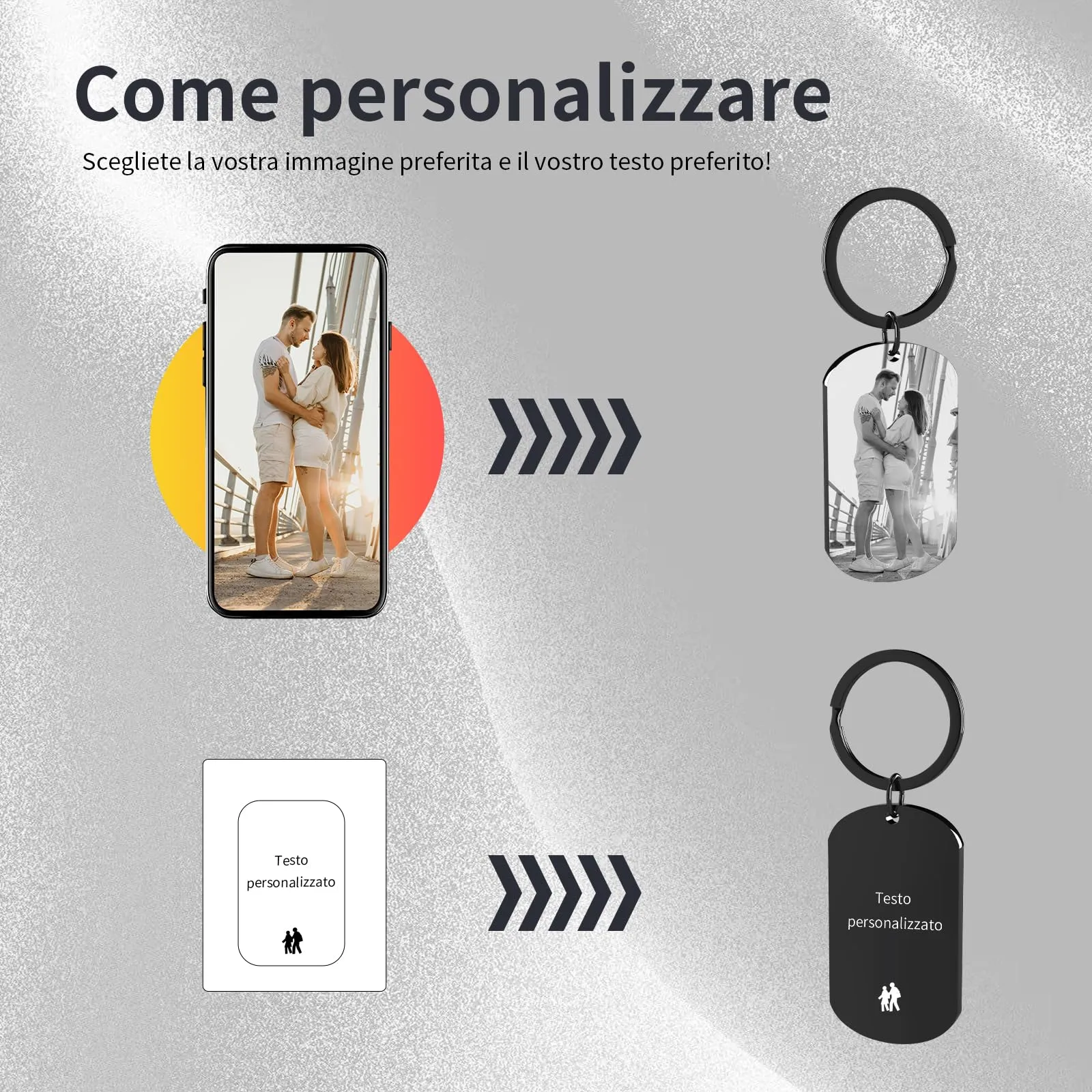 Customaster Portachiavi Personalizzato con Foto, Double Face - immagine 3