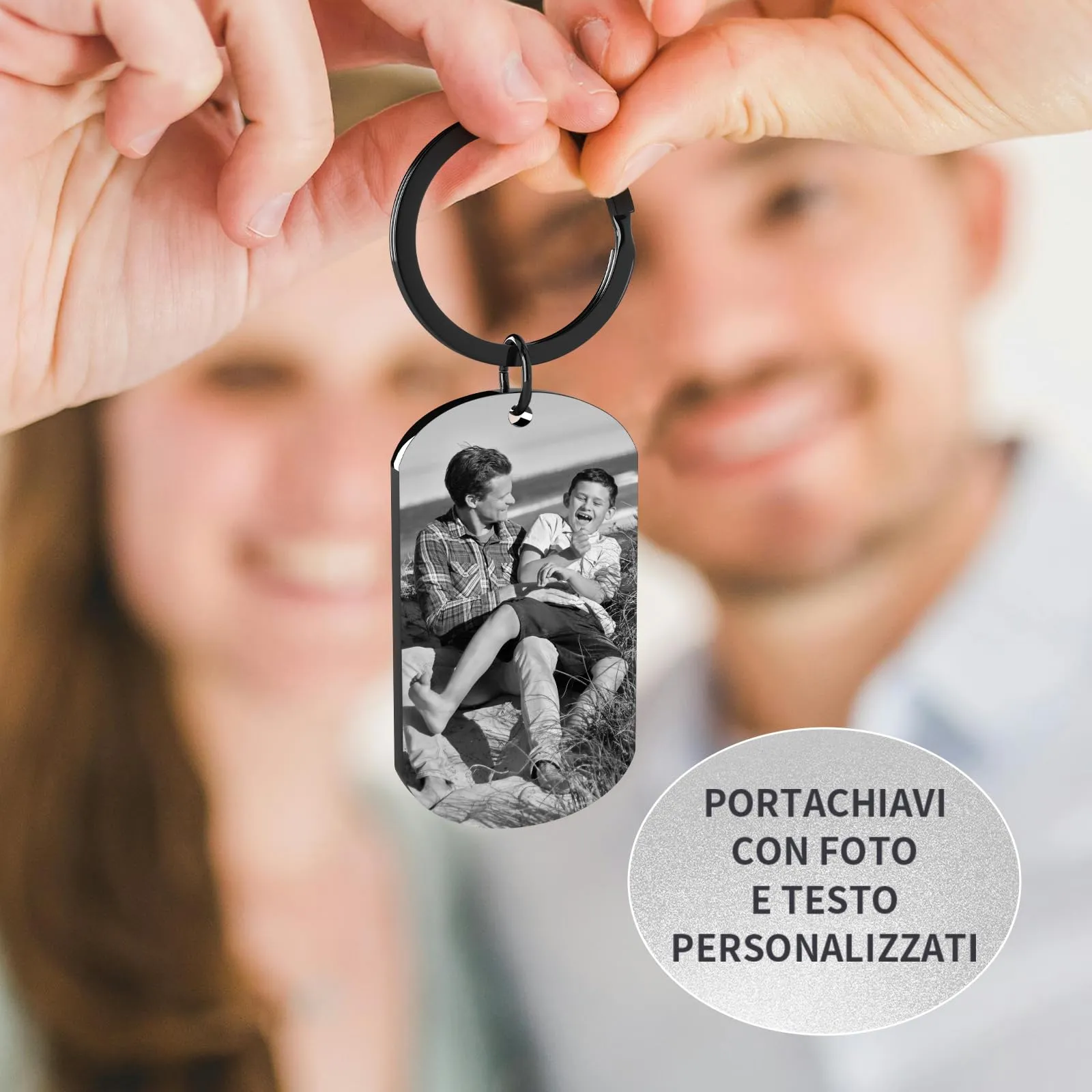 Customaster Portachiavi Personalizzato con Foto, Double Face - immagine 6