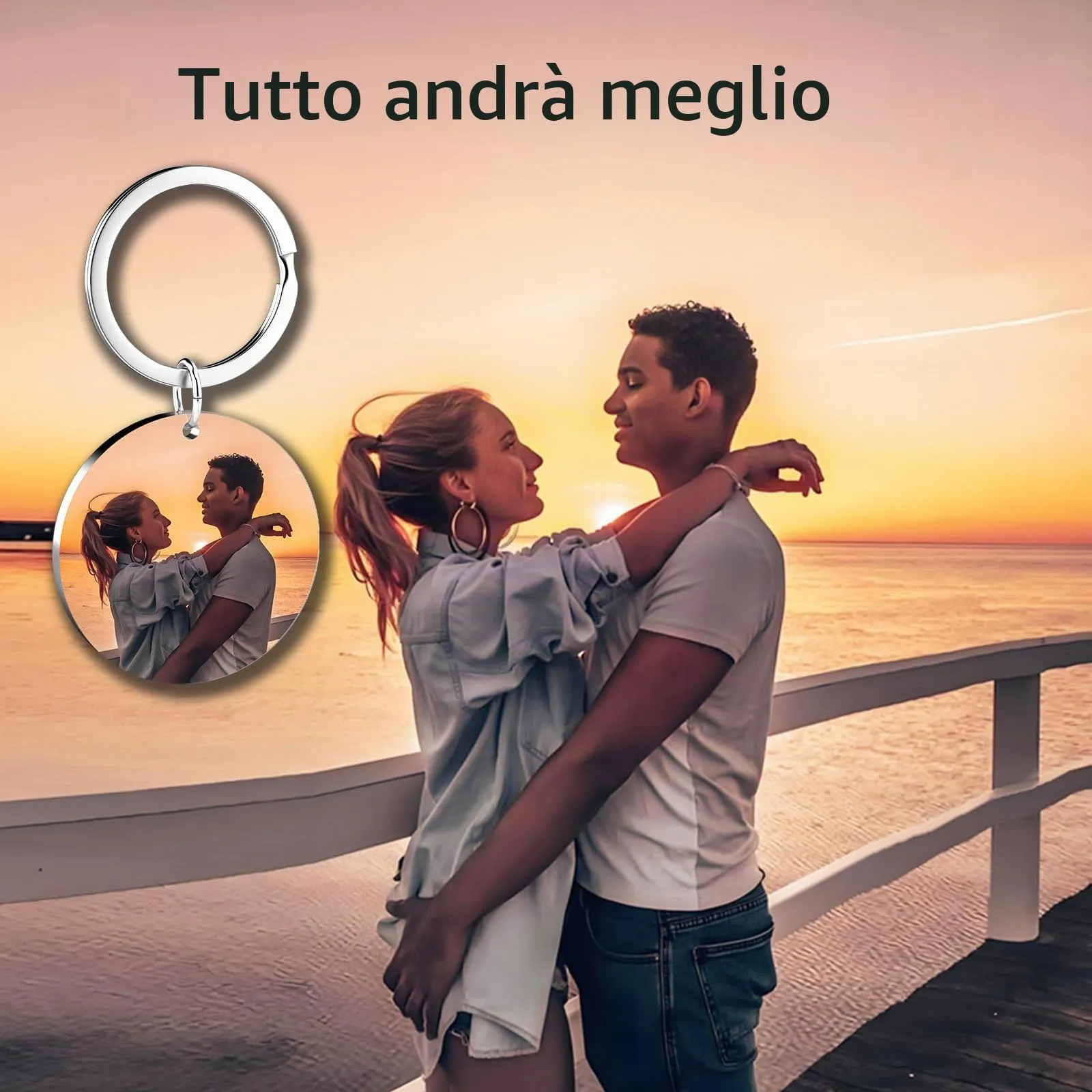 Eiwoty Portachiavi Personalizzato con Immagine e Testo, Doppio Lato, S - immagine 6