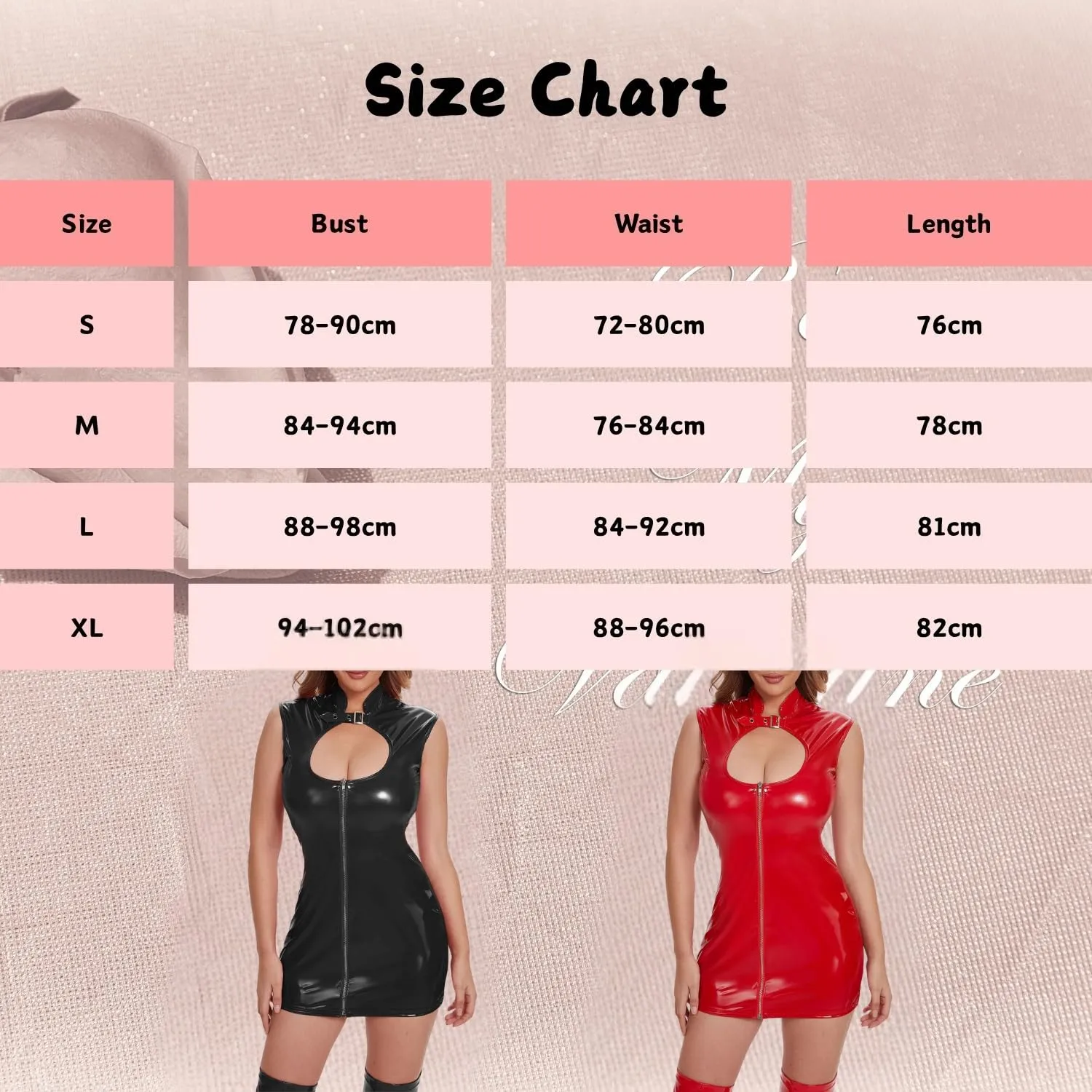 Gatamiau Mini Abito Donna in Pelle Verniciata Wetlook Bodycon Nero, XL - immagine 7