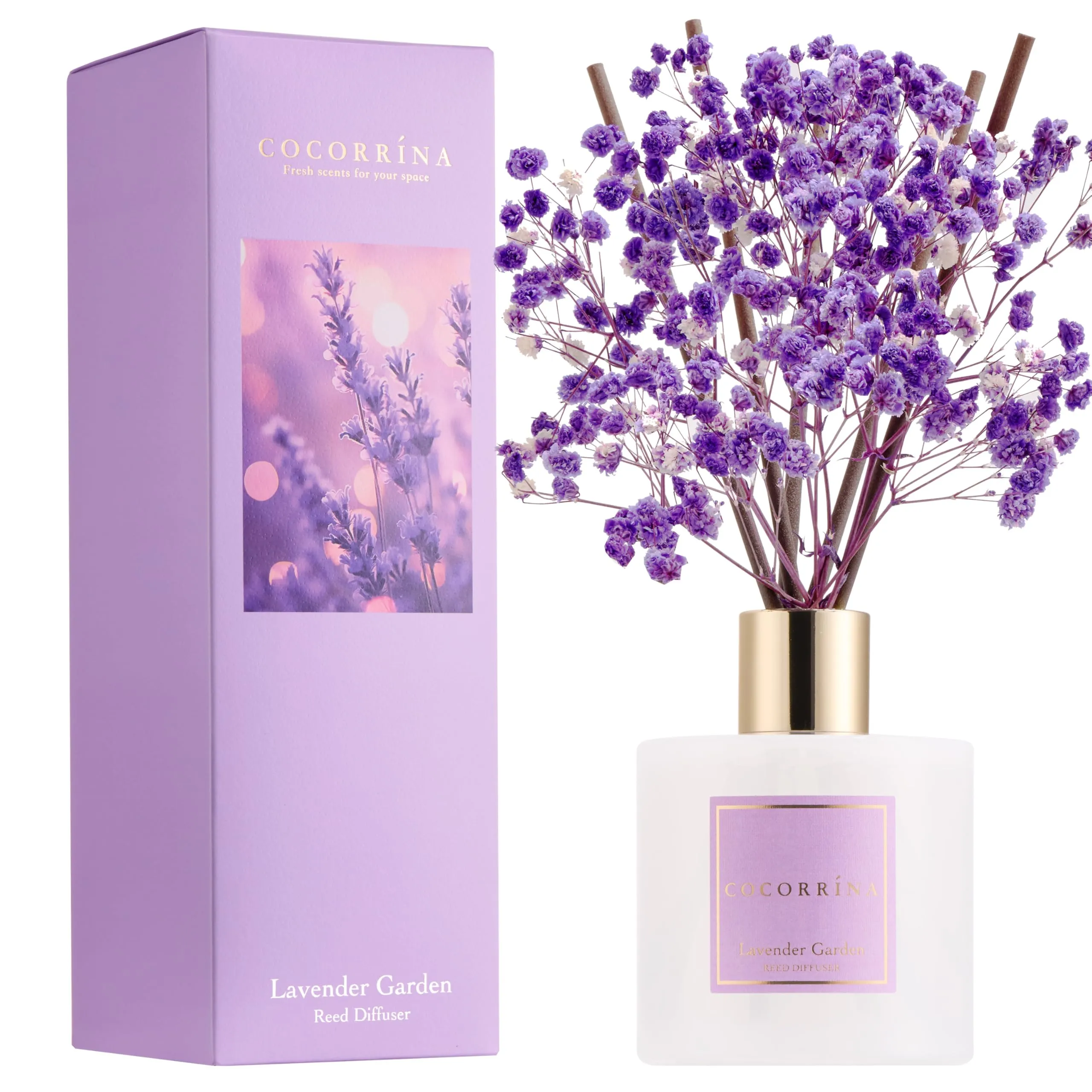 COCORRÍNA Diffusore Profumo Ambiente Lavender Garden, 200ml con Bastoncini - immagine 2