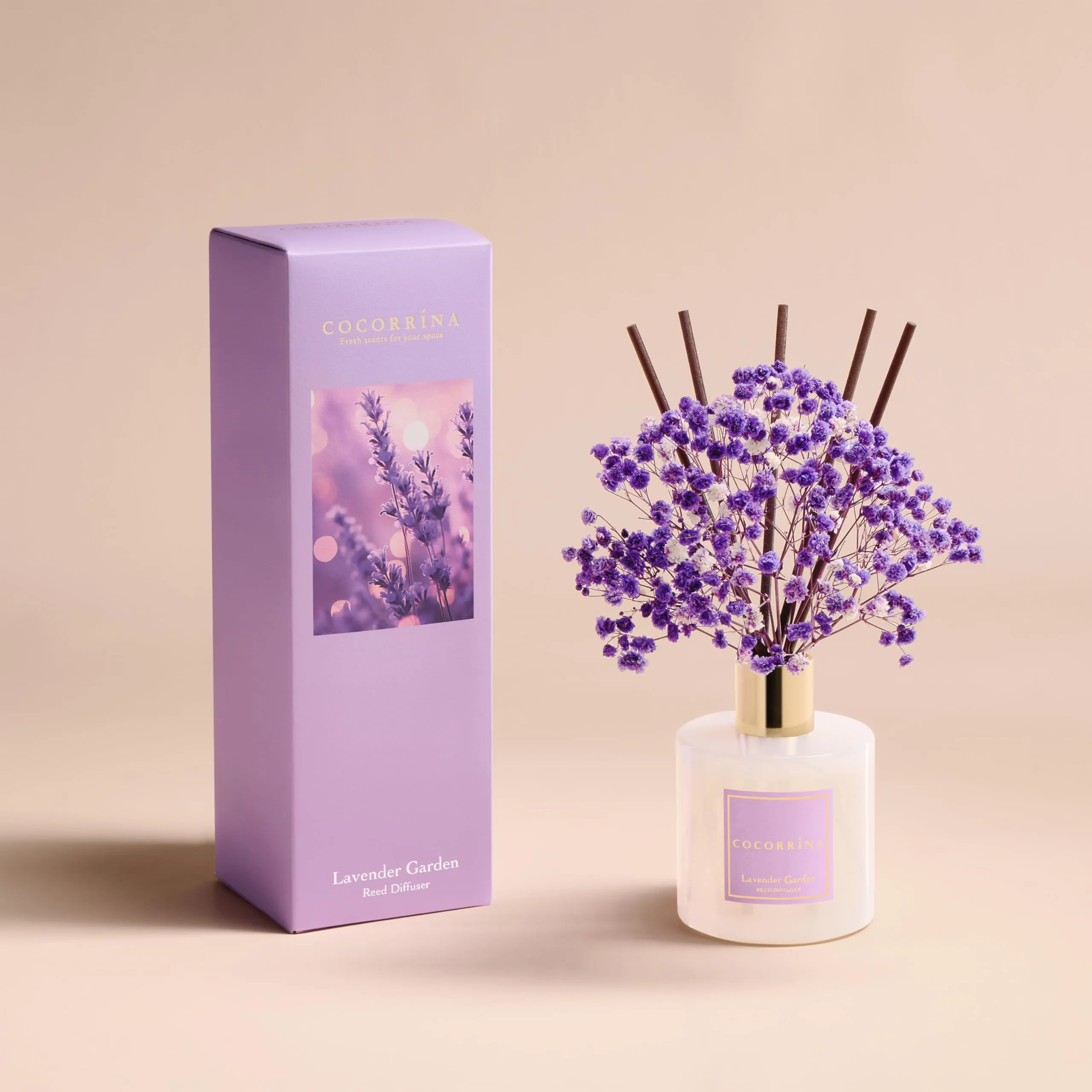 COCORRÍNA Diffusore Profumo Ambiente Lavender Garden, 200ml con Bastoncini - immagine 3