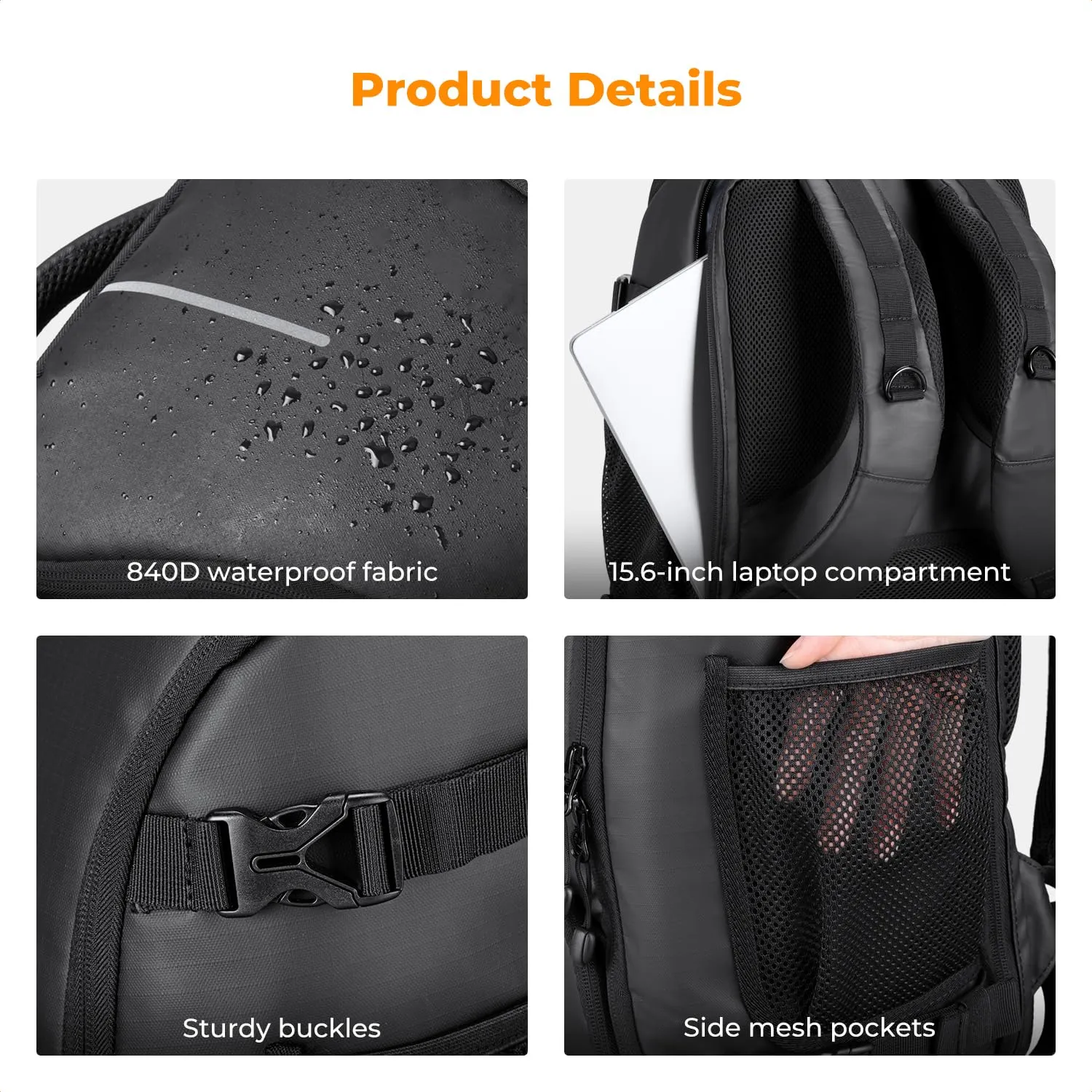 K&F Concept Zaino Fotografico 25L Impermeabile, Nero - immagine 6