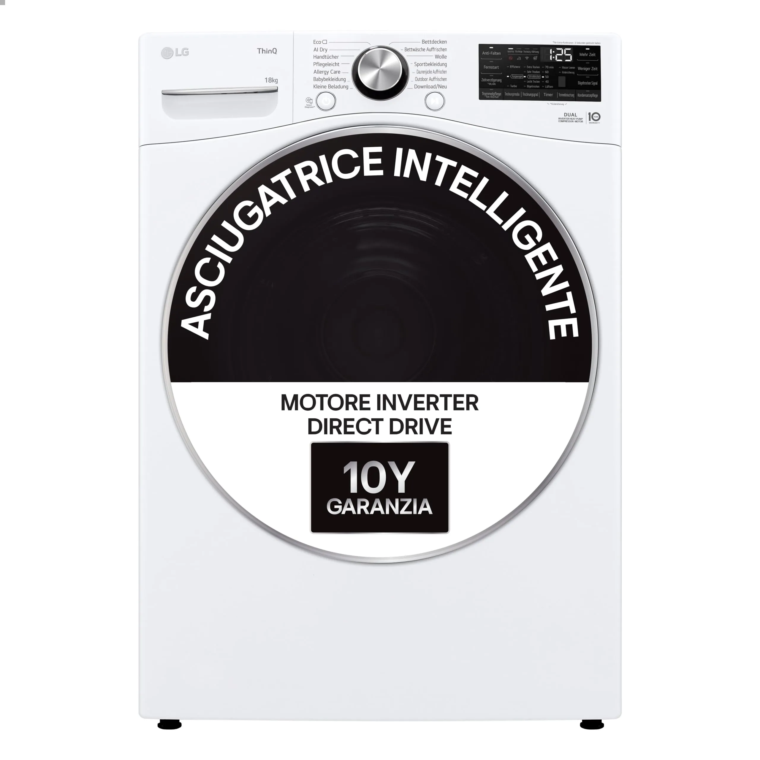 LG RH18U8AVCW Asciugatrice Smart 18kg Classe A+++ Pompa di Calore Dual Inverter Serie U8 Bianca - immagine 2