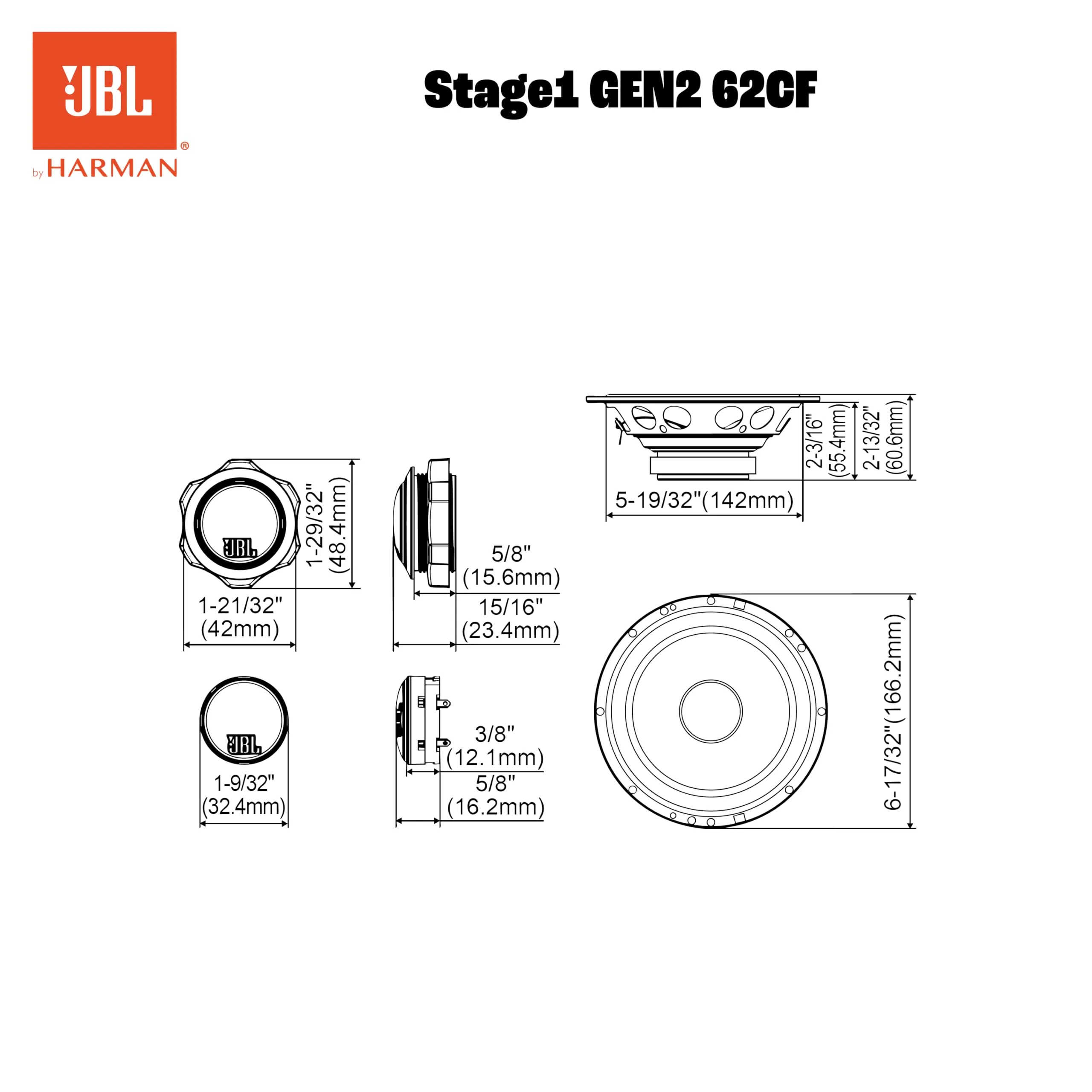 JBL Stage1 Gen2 62CF 6.5" (165mm) 2-Way Component Car Speakers - immagine 9