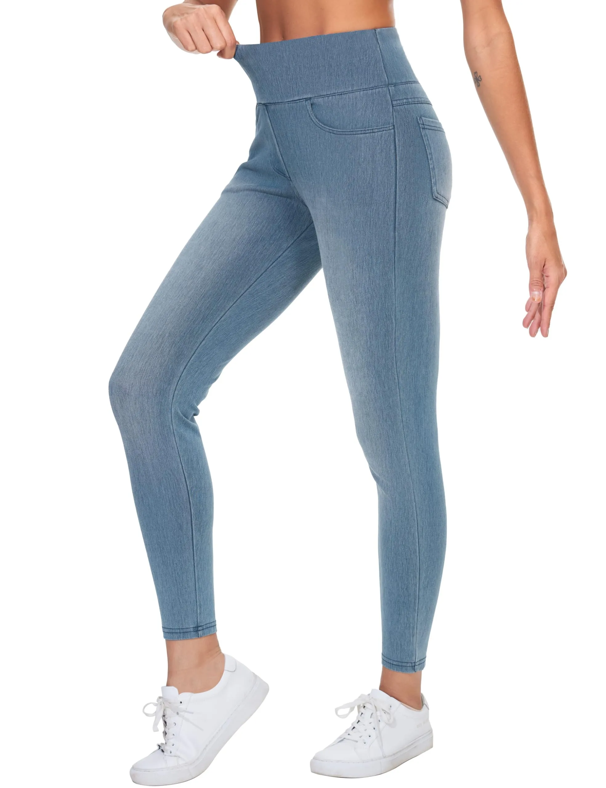 The Gym People Donna Vita Alta Jeggings Skinny Stretch con Tasche - immagine 1