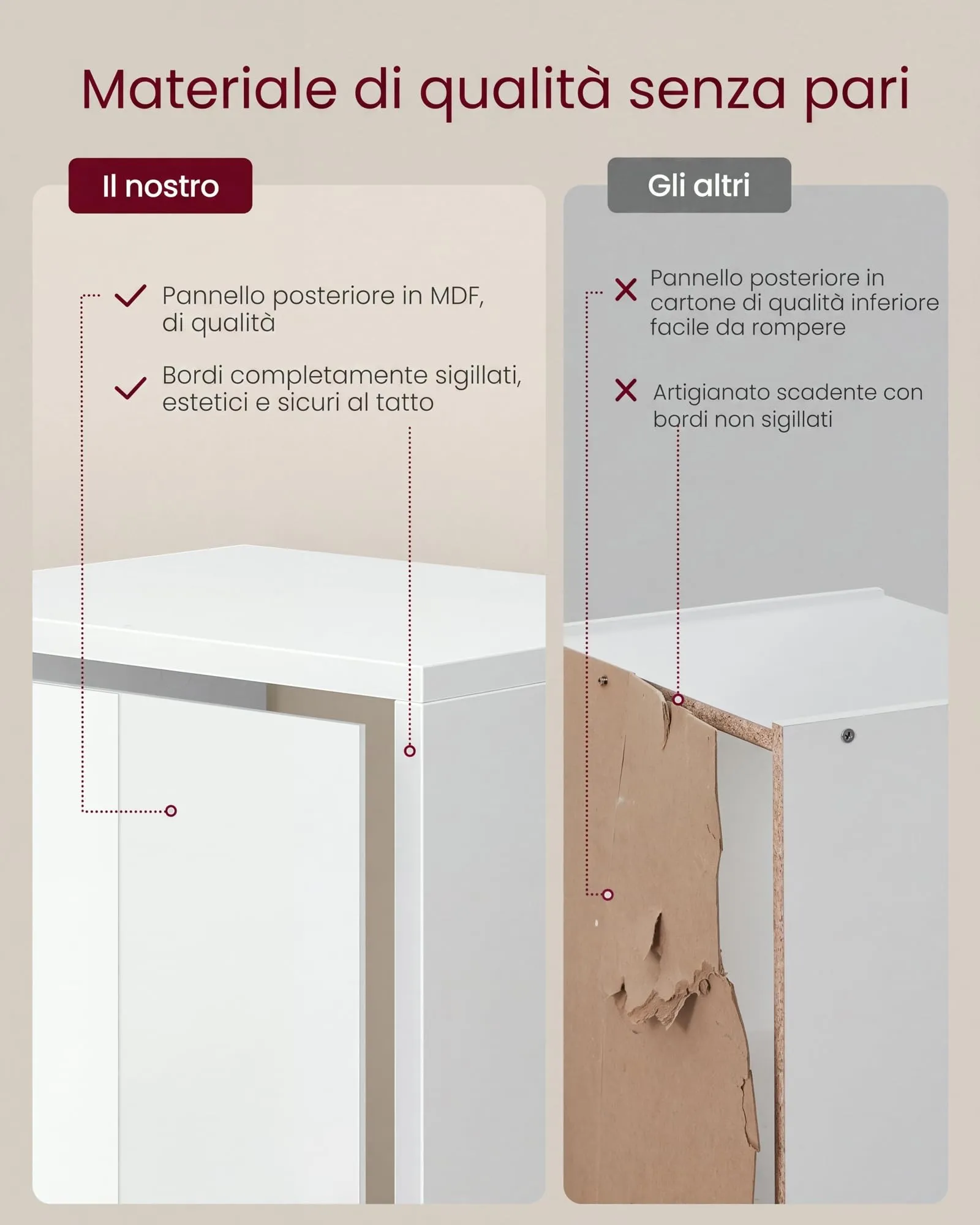 VASAGLE Custos Libreria a 4 Ripiani, 24 x 30 x 106 cm, Bianco Nuvola LBC434W01 - immagine 5