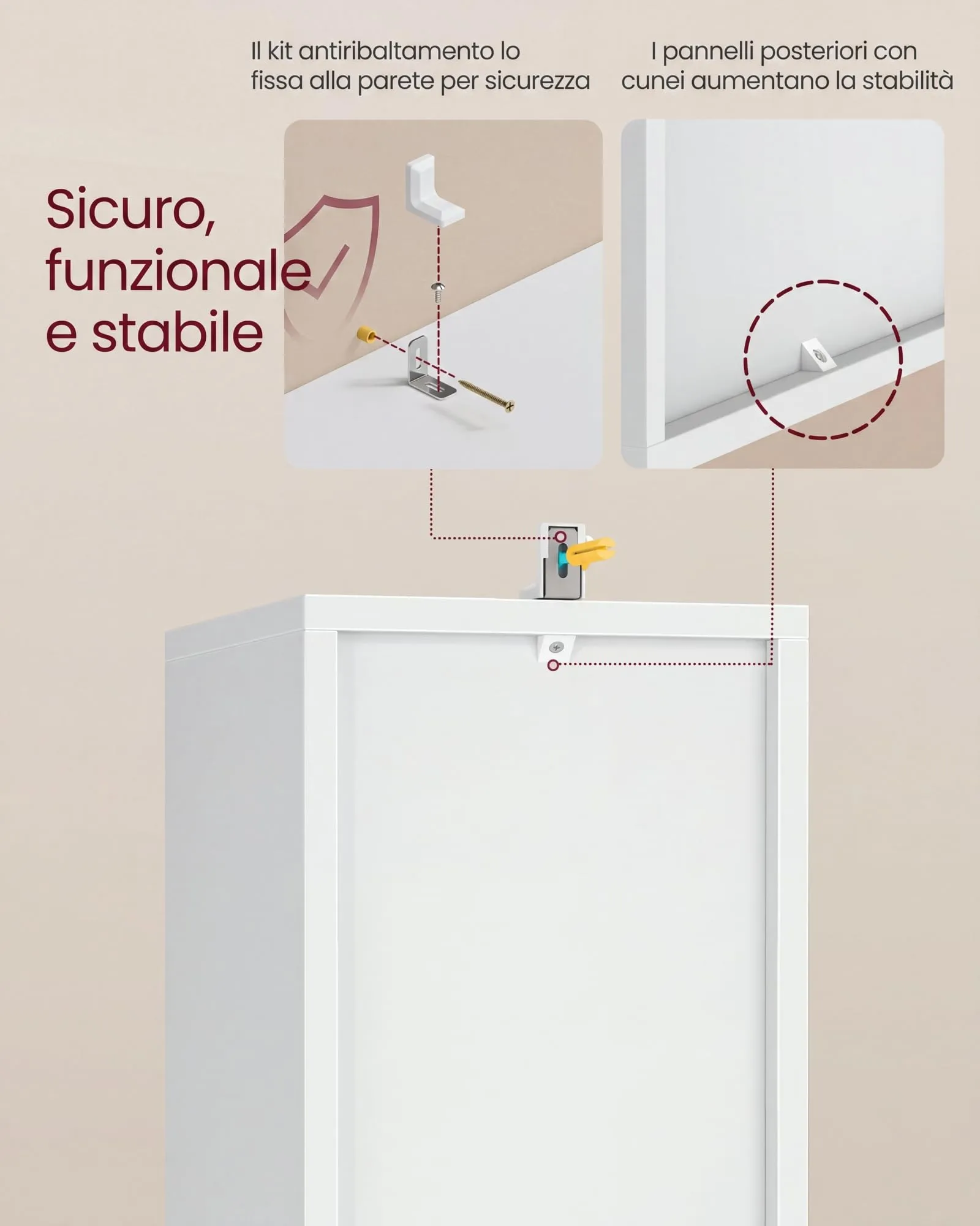 VASAGLE Custos Libreria a 3 Ripiani, 24 x 20 x 94,8 cm, Bianco Nuvola LBC523W01 - immagine 3