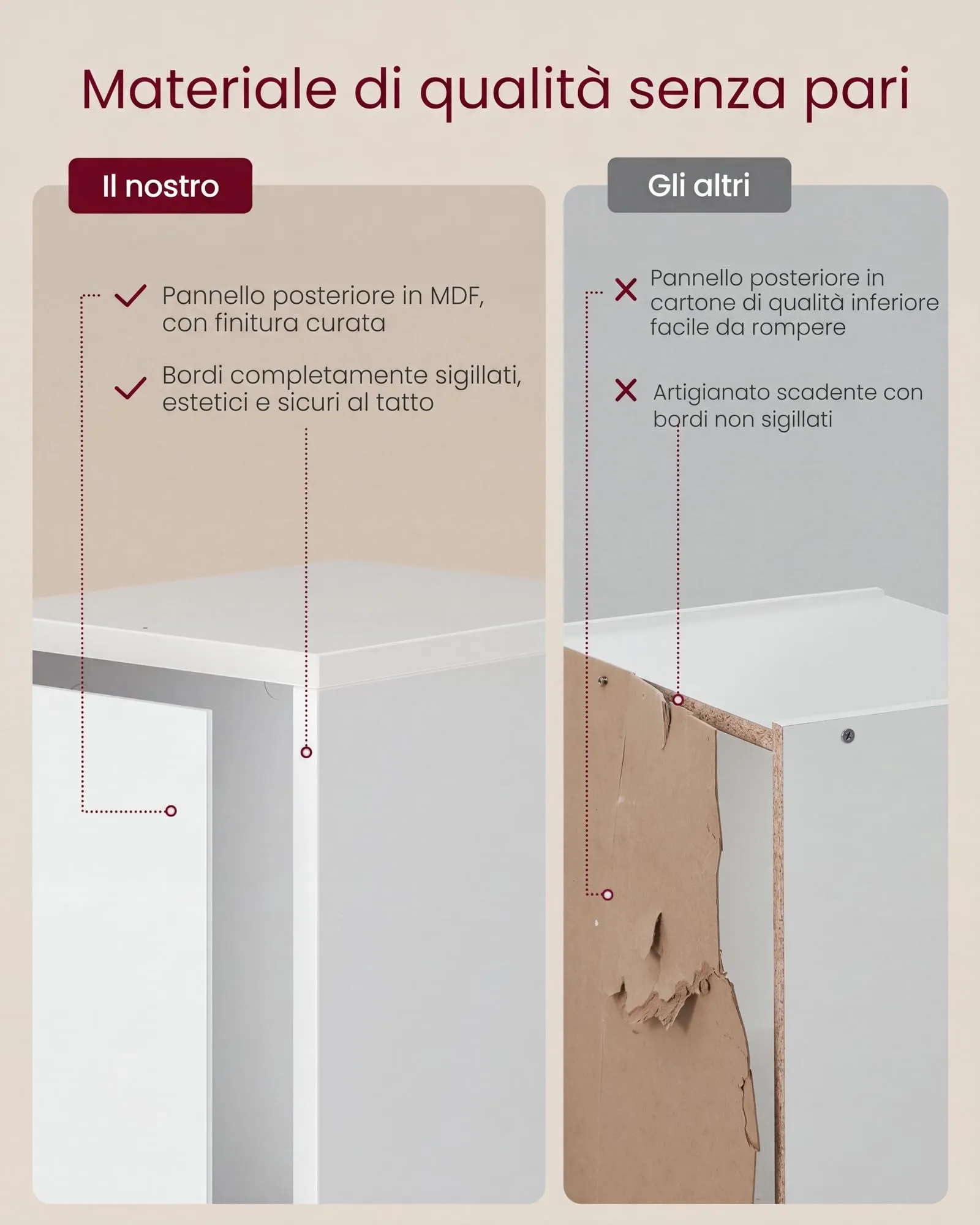 VASAGLE Custos Libreria a 3 Ripiani, 24 x 20 x 94,8 cm, Bianco Nuvola LBC523W01 - immagine 4