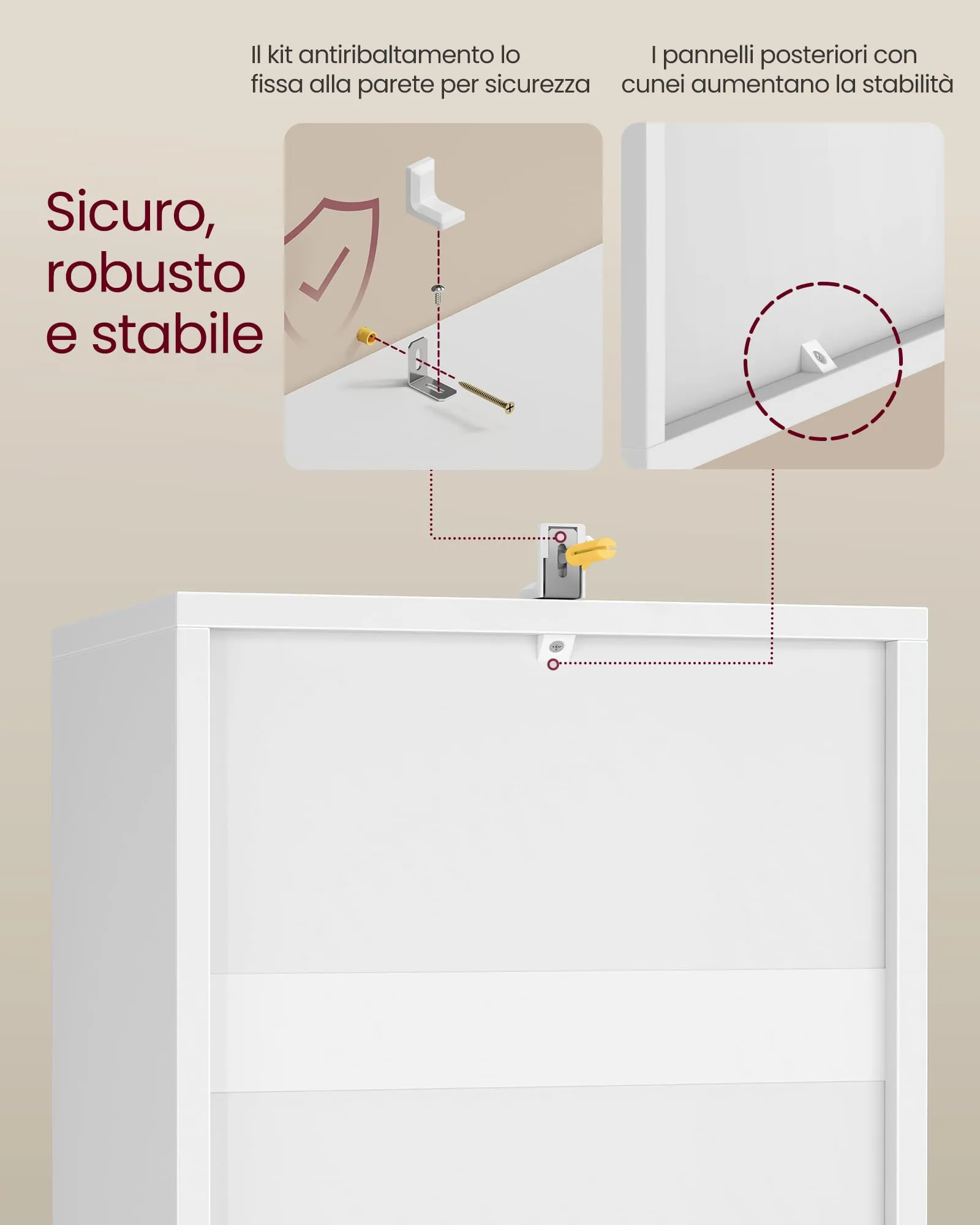 VASAGLE CUSTOS Libreria a 3 Ripiani, 24 x 30 x 94,8 cm, Bianco Nuvola LBC433W01 - immagine 4
