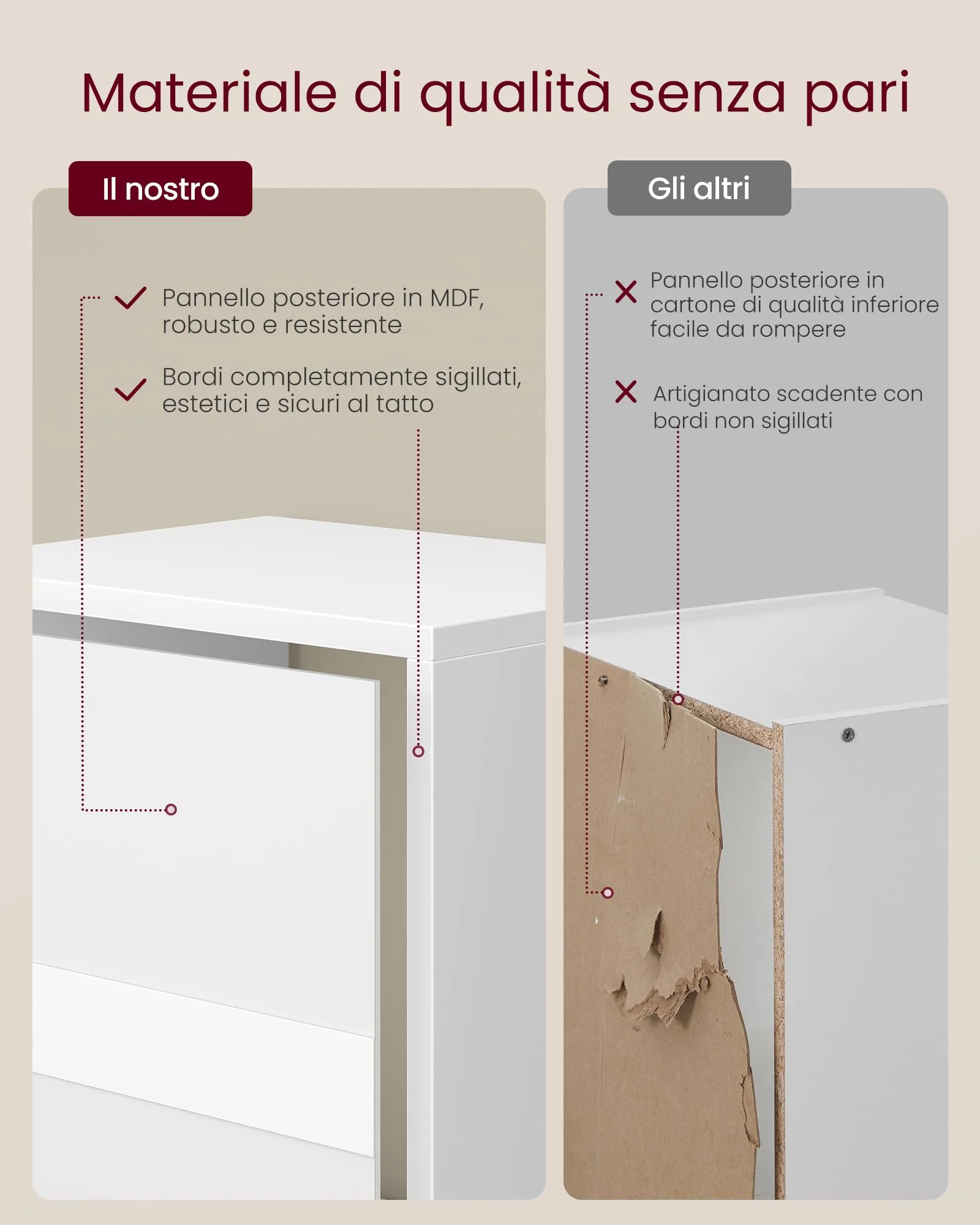 VASAGLE CUSTOS Libreria a 3 Ripiani, 24 x 30 x 94,8 cm, Bianco Nuvola LBC433W01 - immagine 5