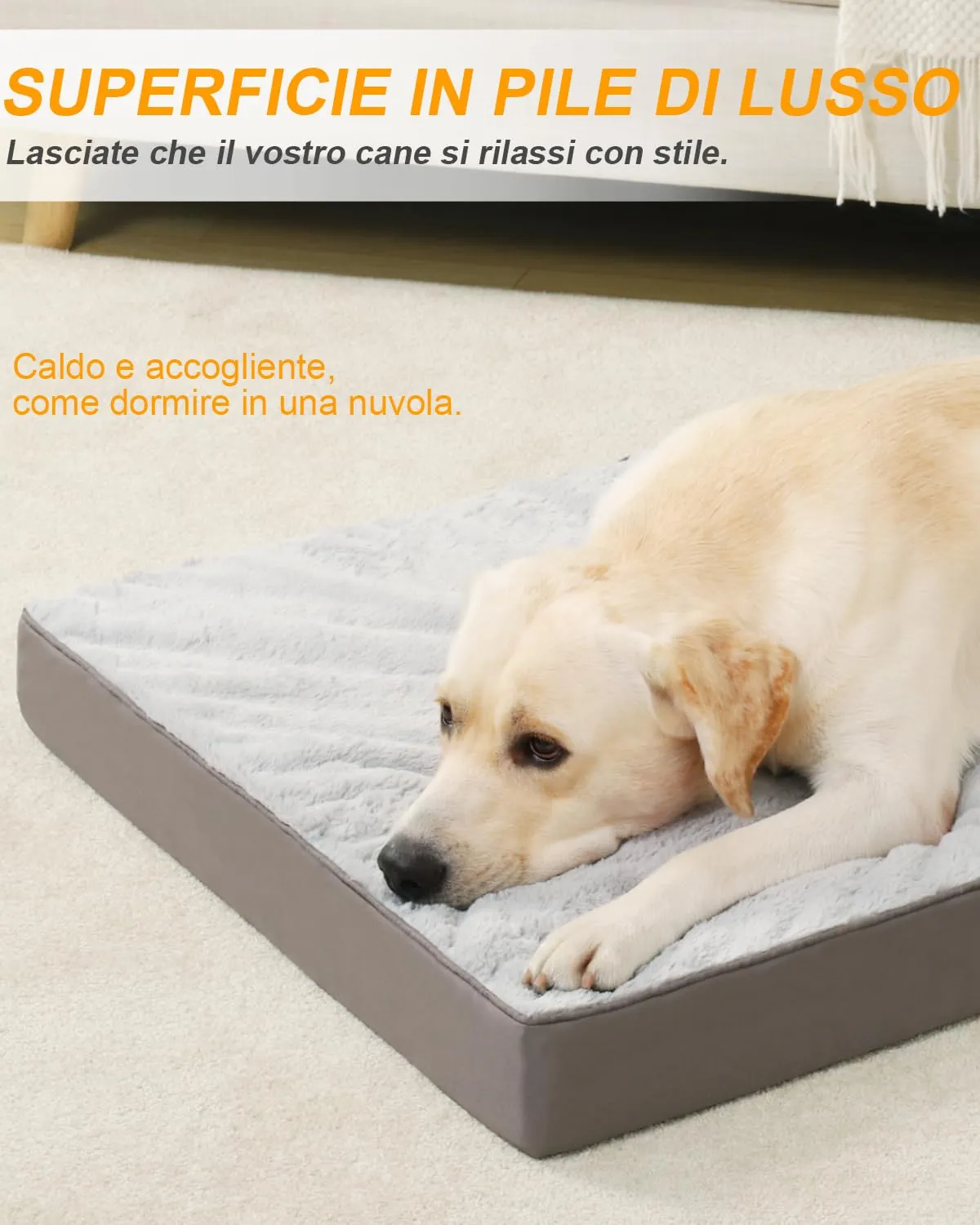 KSIIA Cuccia Ortopedica per Cani, Cuscino Taglia Grande, 104x68cm, Grigio - immagine 3