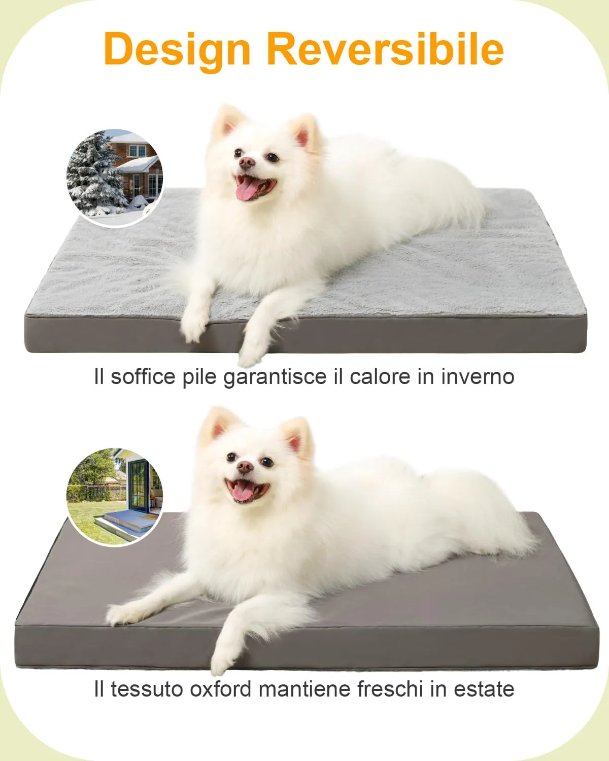 KSIIA Cuccia Ortopedica per Cane, Cuscino 58x43cm, Grigio - immagine 4