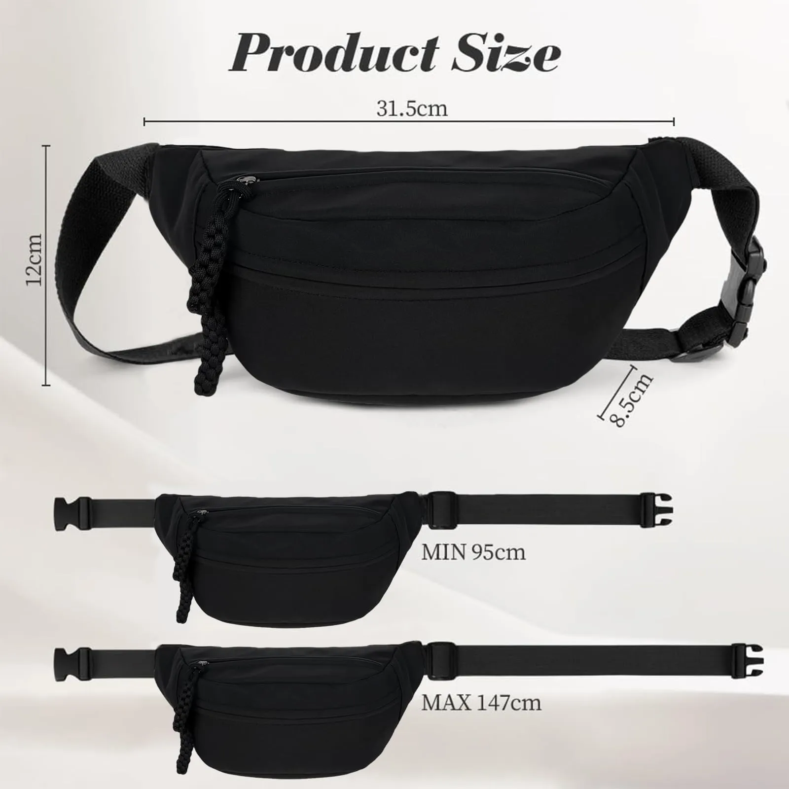 Aucuu Marsupio in Nylon per Donna e Uomo, 30 x 16 x 10 cm - immagine 3