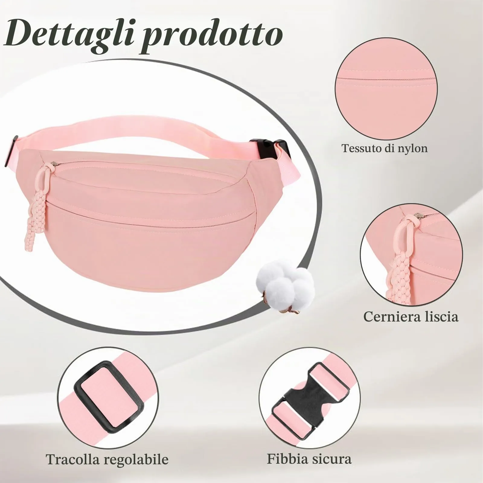 Aucuu Marsupio in Nylon per Donna e Uomo, 30 x 16 x 10 cm - immagine 3
