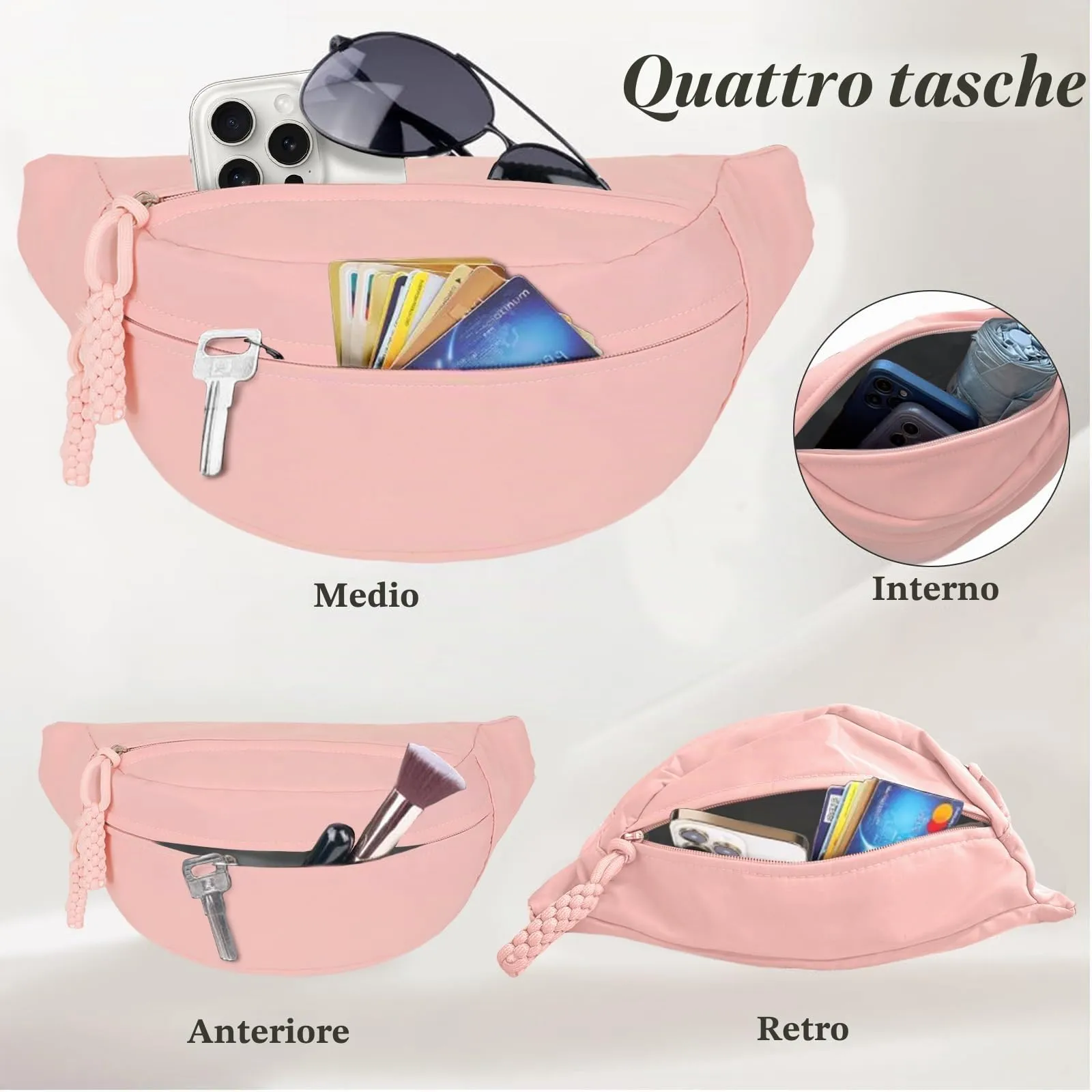 Aucuu Marsupio in Nylon per Donna e Uomo, 30 x 16 x 10 cm - immagine 4