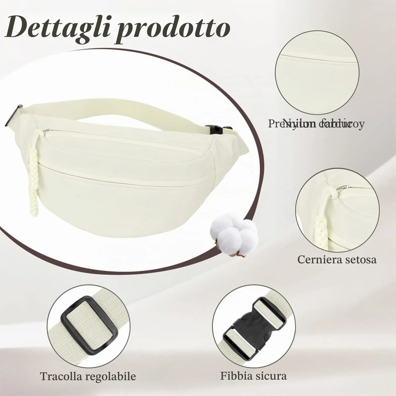 Aucuu Marsupio in Nylon per Donna e Uomo, 30 x 16 x 10 cm - immagine 4