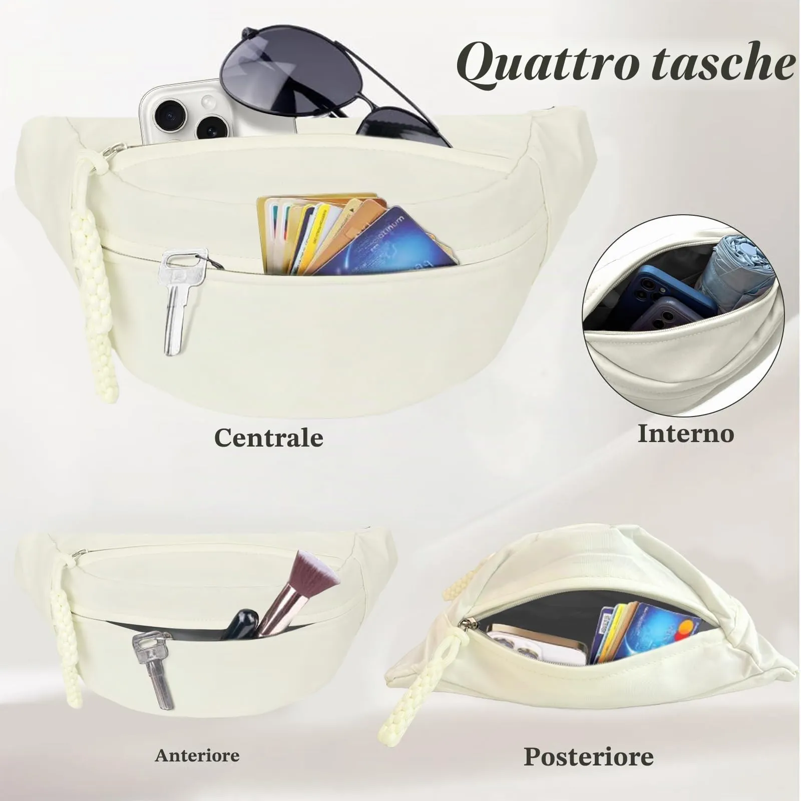 Aucuu Marsupio in Nylon per Donna e Uomo, 30 x 16 x 10 cm - immagine 5