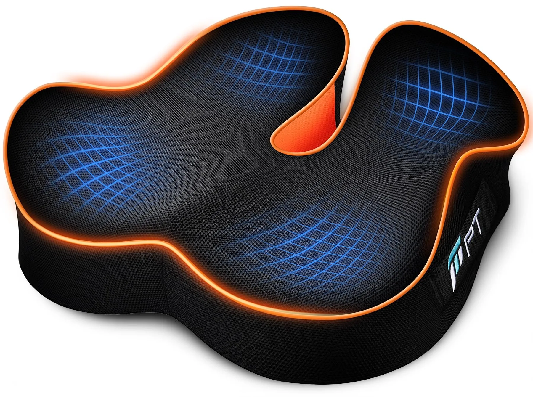 POOTACK Cuscino Sedia Ufficio in Memory Foam a Forma di U, 46 x 38 x 10 cm, Blu-nero - immagine 1