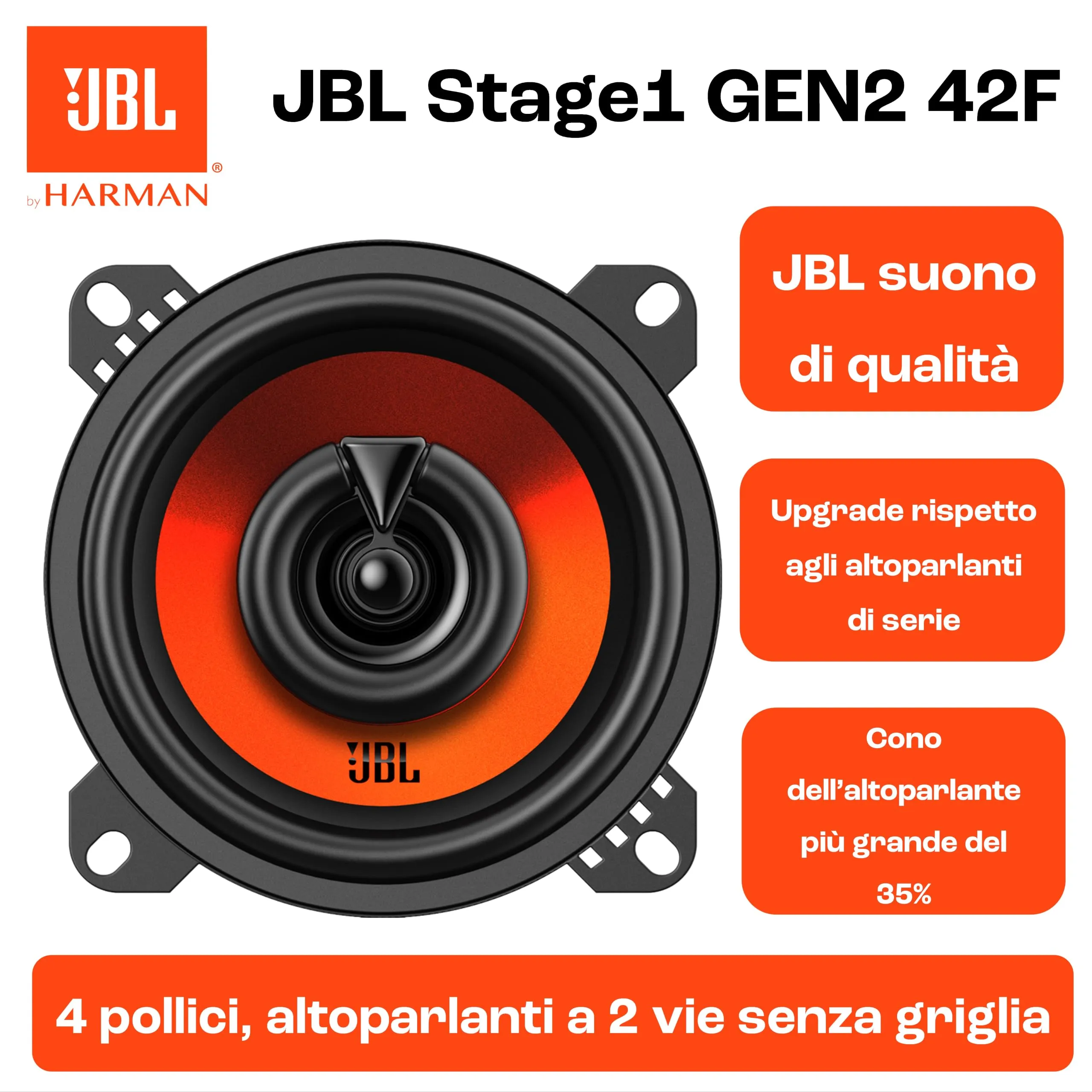 JBL Stage1 42F 4" (10 cm) 2-Way Coaxial Car Speakers - immagine 5