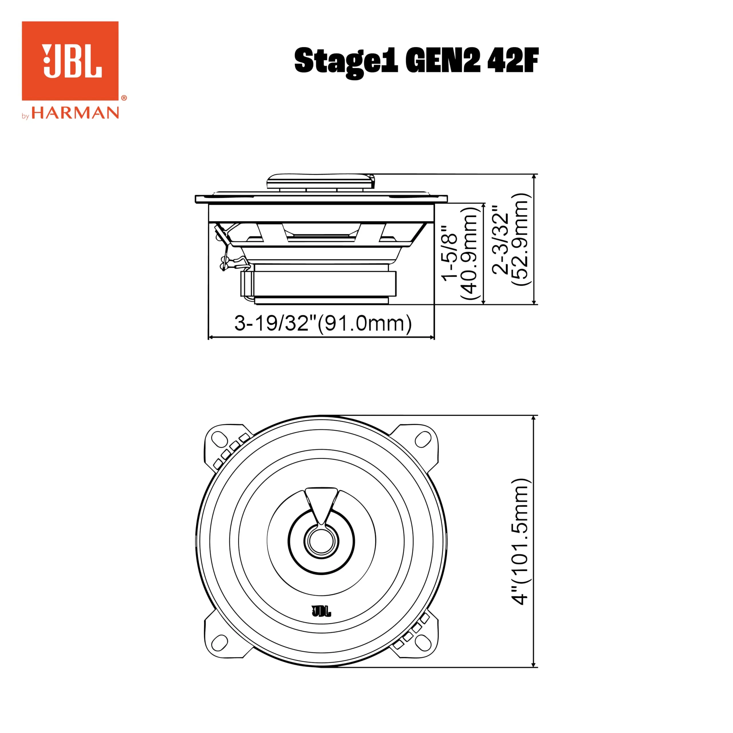 JBL Stage1 42F 4" (10 cm) 2-Way Coaxial Car Speakers - immagine 7