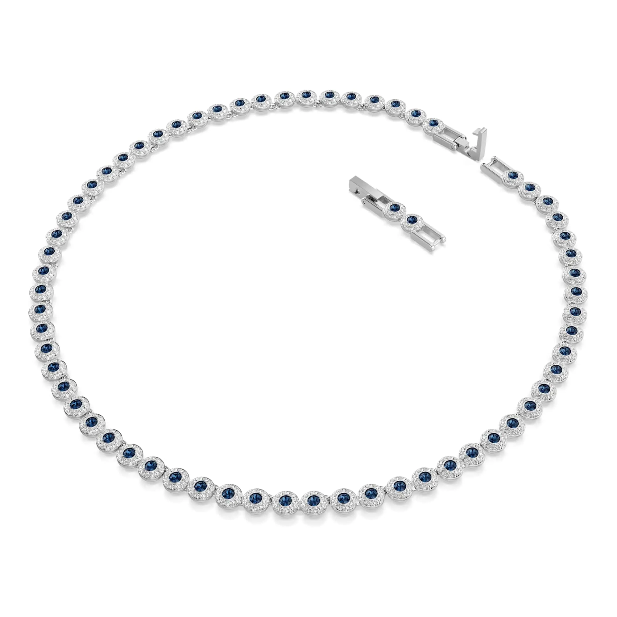Swarovski Una Angelic Collana Tennis, Cristalli Blu, Placcatura Rodio, 38-40 cm - immagine 2
