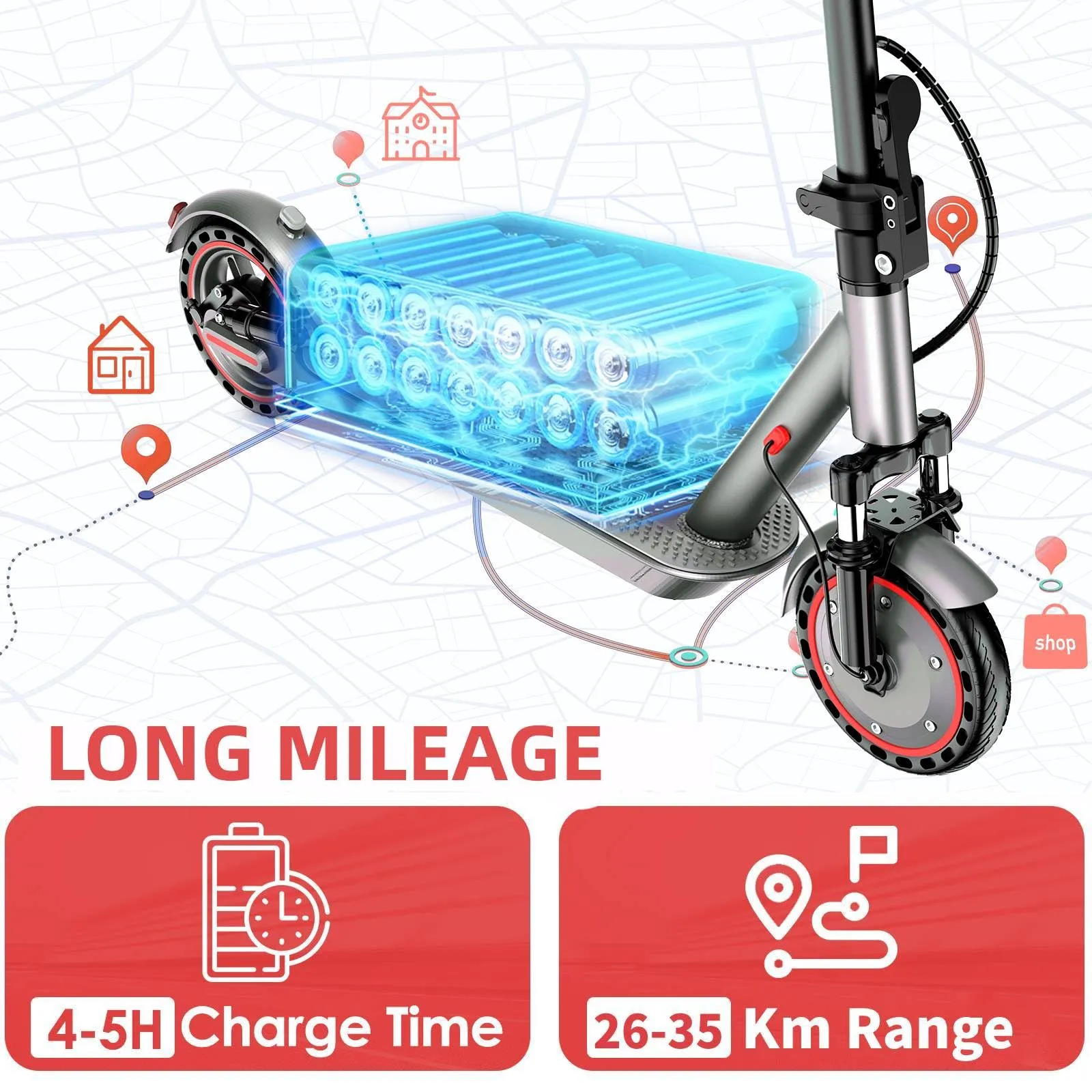 Kalorace V8 Monopattino Elettrico Adulto, Motore 350W, Pneumatici Solidi 8.5", Velocità 25 km/h, Autonomia 35 km - immagine 4